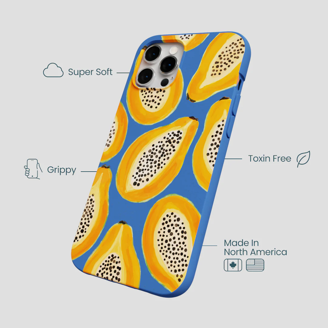 Electric Blue Juicy Papayas iPhone 12 Pro Max Case - Image 4