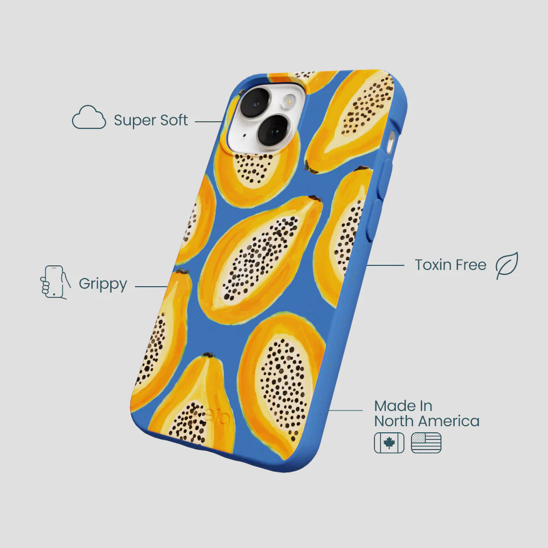 Electric Blue Juicy Papayas iPhone 13 Case - Image 4