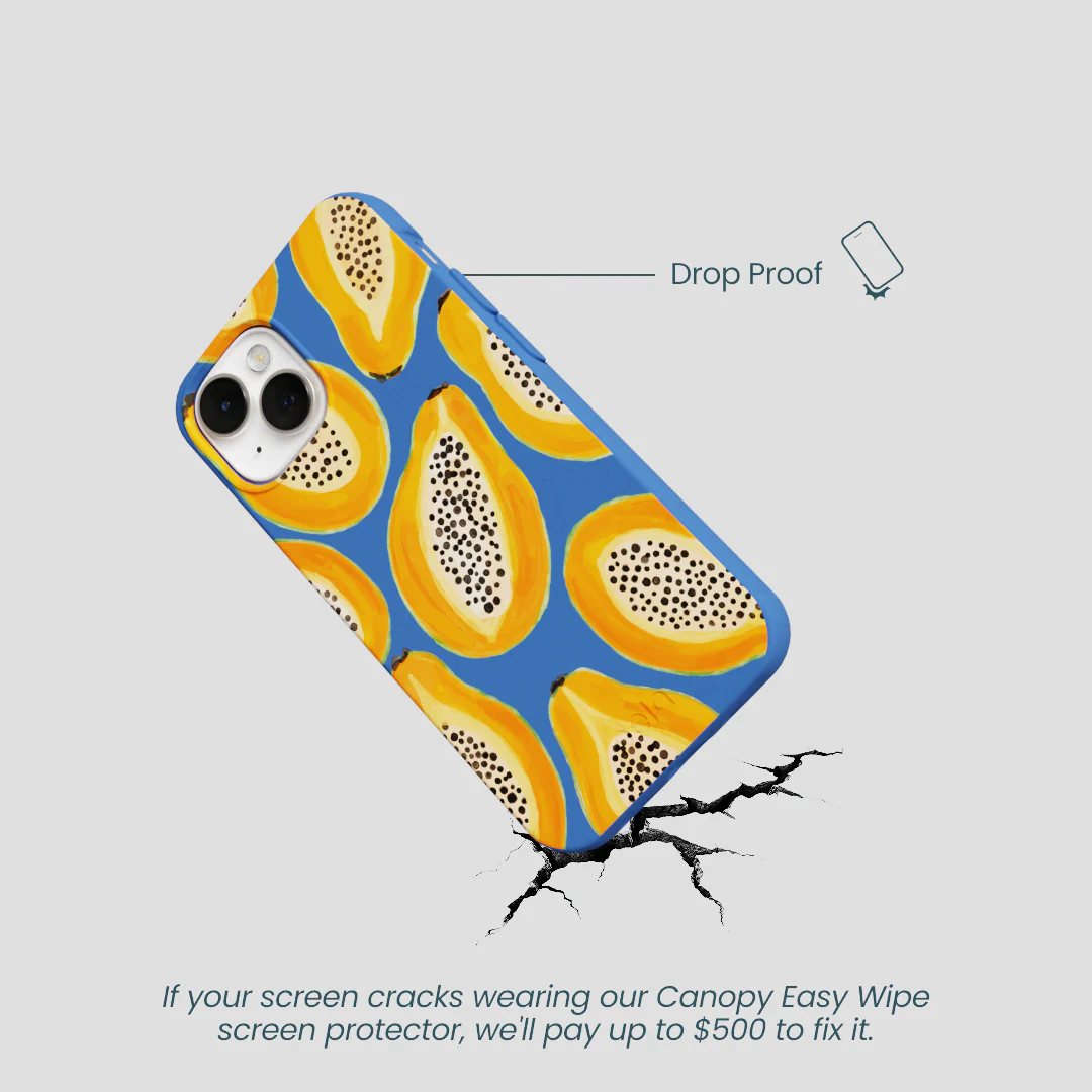 Electric Blue Juicy Papayas iPhone 13 Mini Case - Image 5