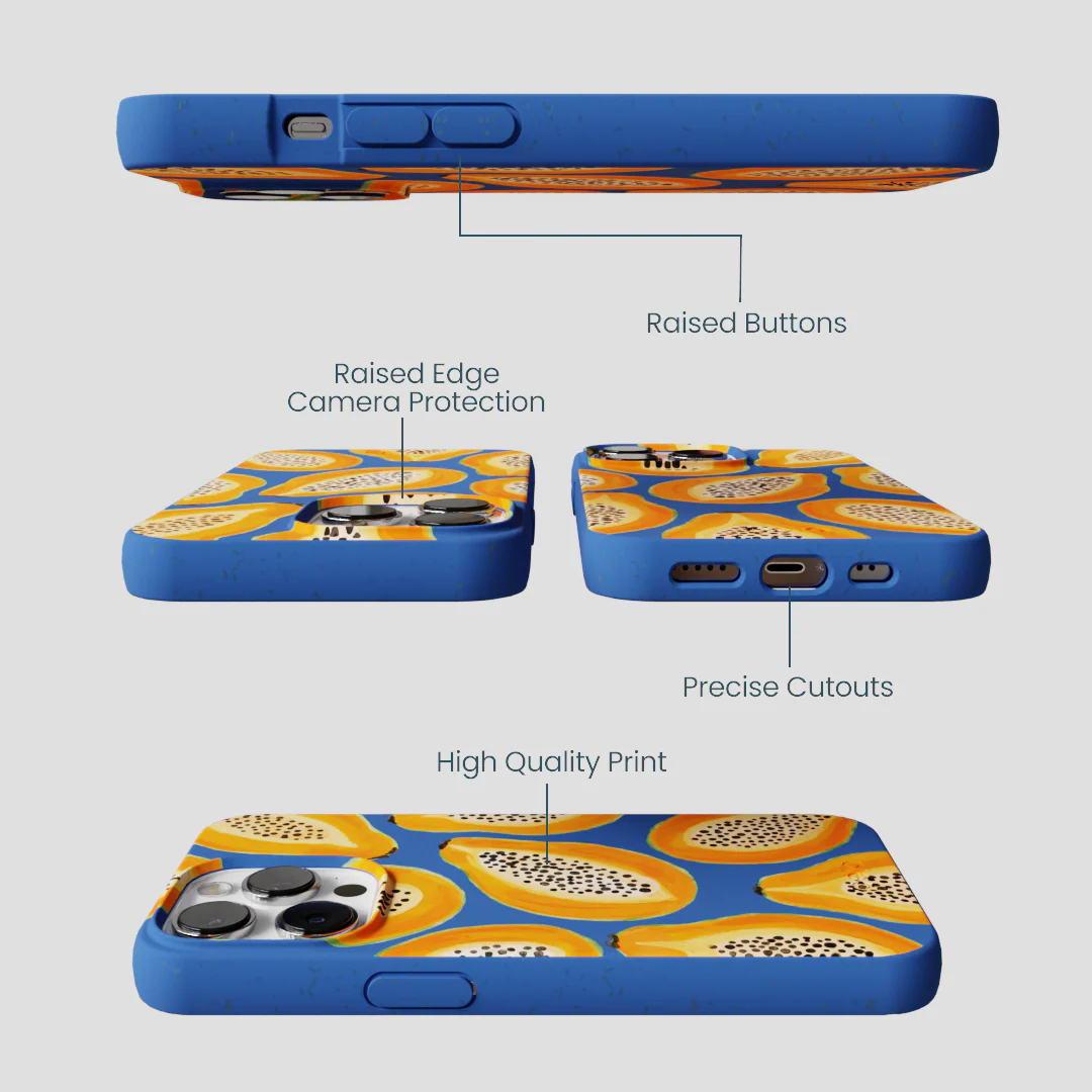 Electric Blue Juicy Papayas iPhone 13 Pro Max Case - Image 3