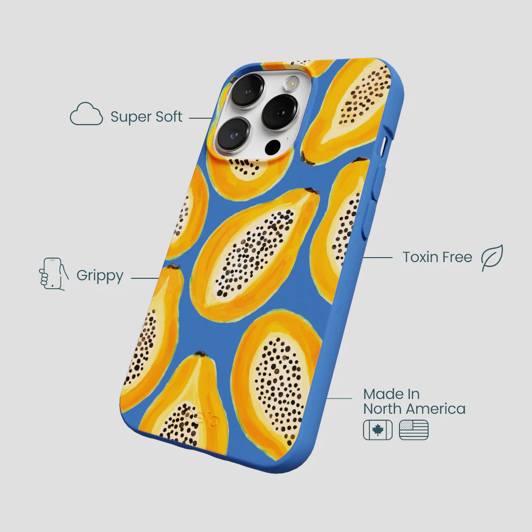 Electric Blue Juicy Papayas iPhone 13 Pro Max Case - Image 4