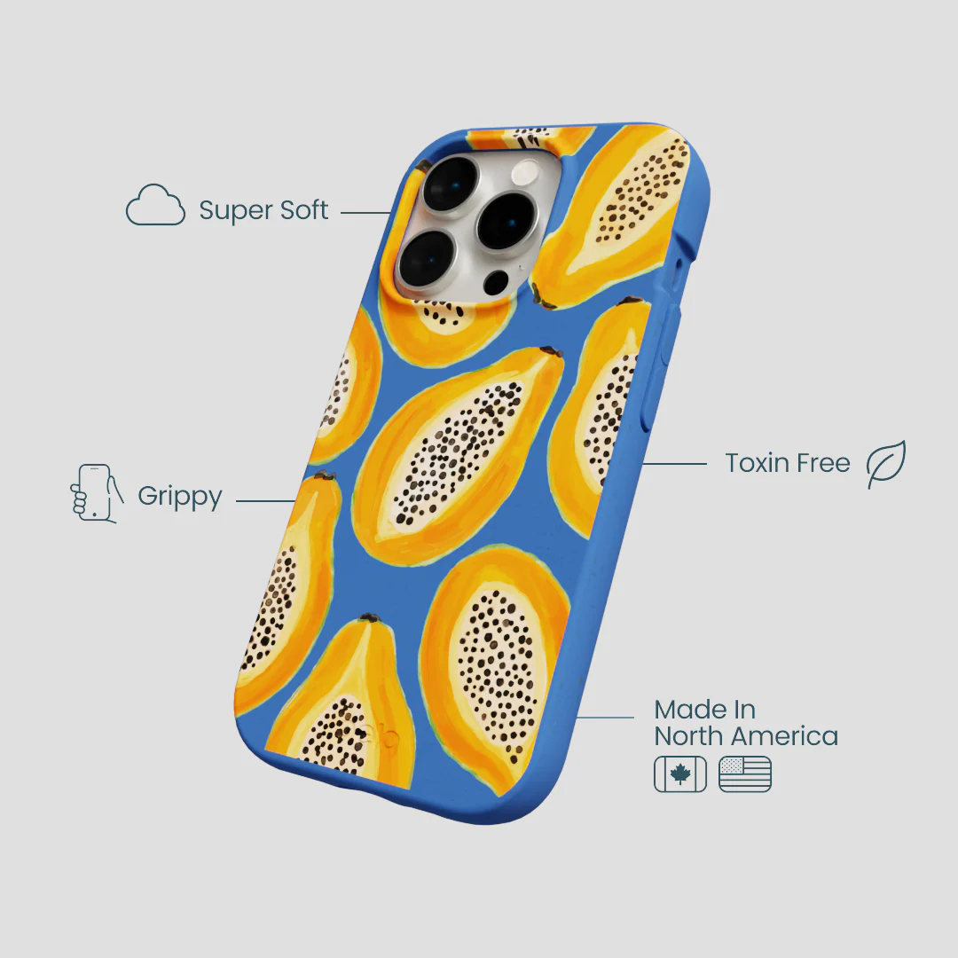 Electric Blue Juicy Papayas iPhone 14 Pro Case - Image 4