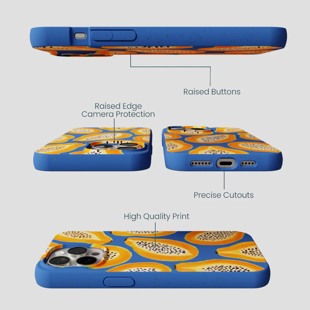 Electric Blue Juicy Papayas iPhone 14 Pro Max Case - Image 3