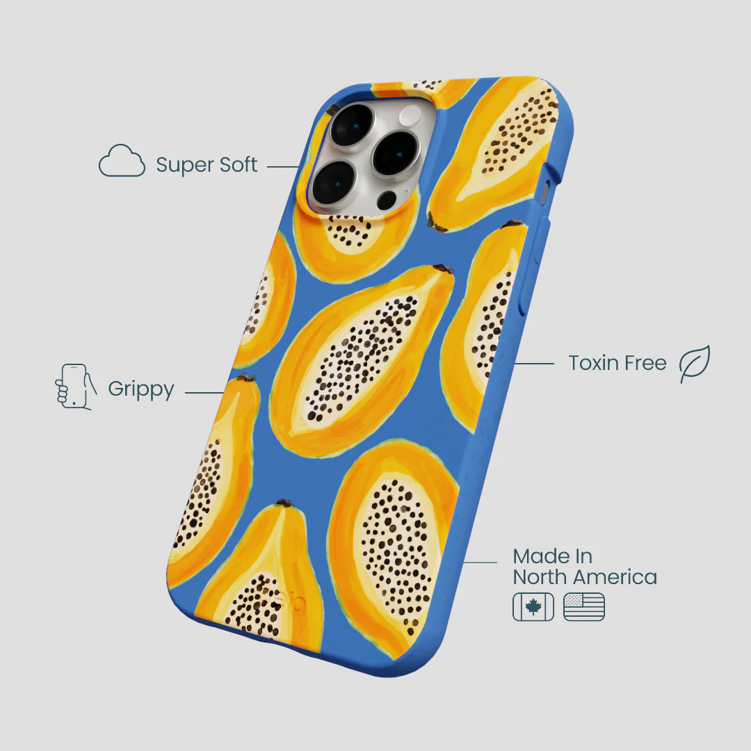 Electric Blue Juicy Papayas iPhone 14 Pro Max Case - Image 4