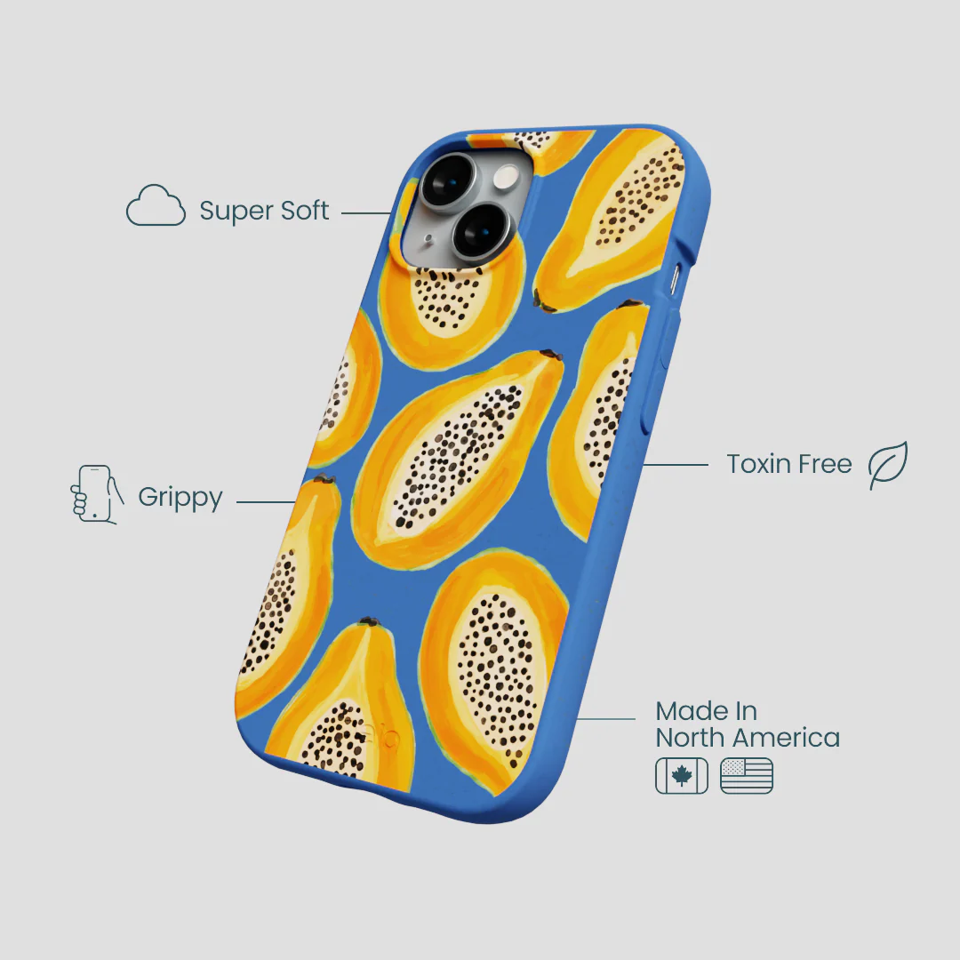 Electric Blue Juicy Papayas iPhone 15 Case - Image 4