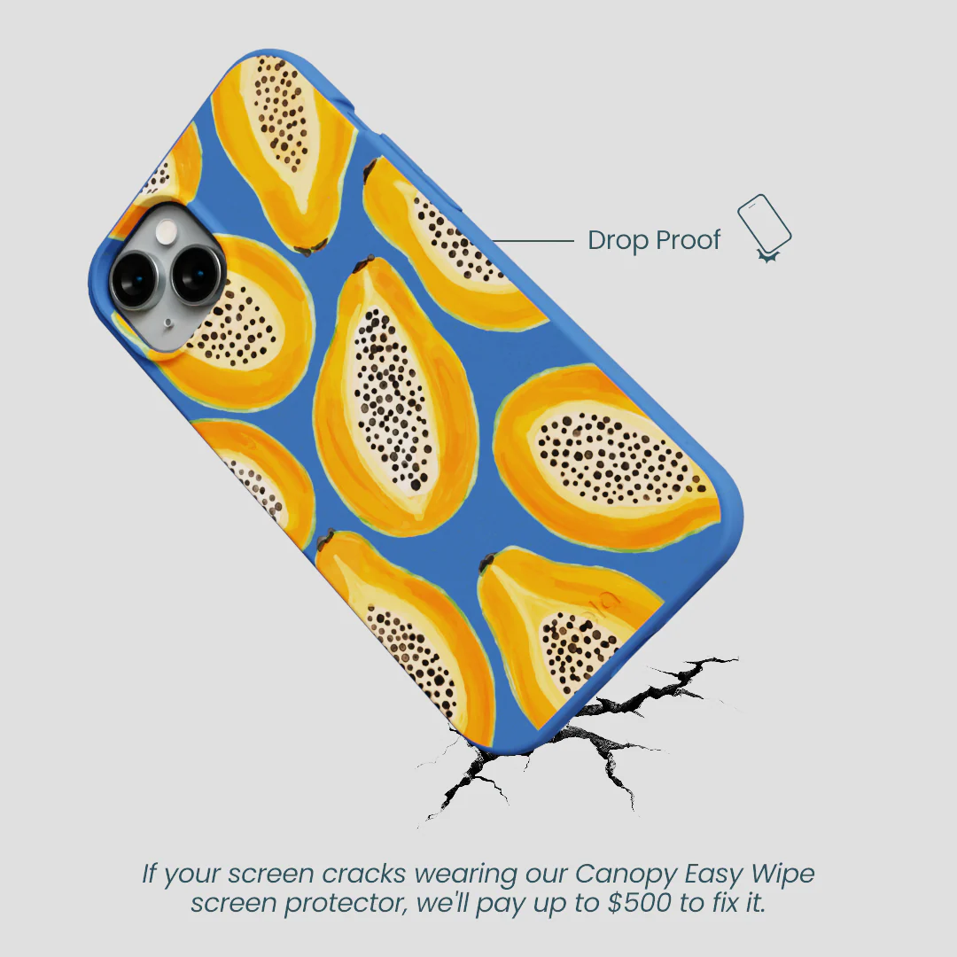 Electric Blue Juicy Papayas iPhone 15 Plus Case - Image 5