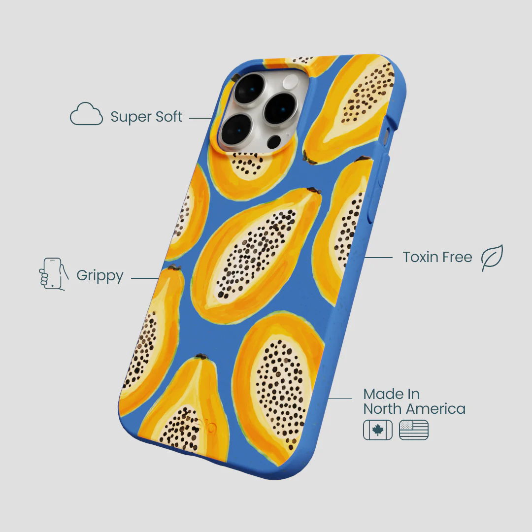 Electric Blue Juicy Papayas iPhone 15 Pro Max Case - Image 4