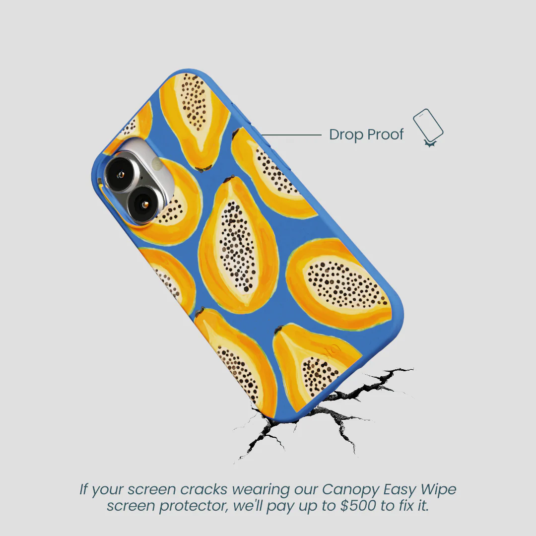 Electric Blue Juicy Papayas iPhone 16 Case - Image 5