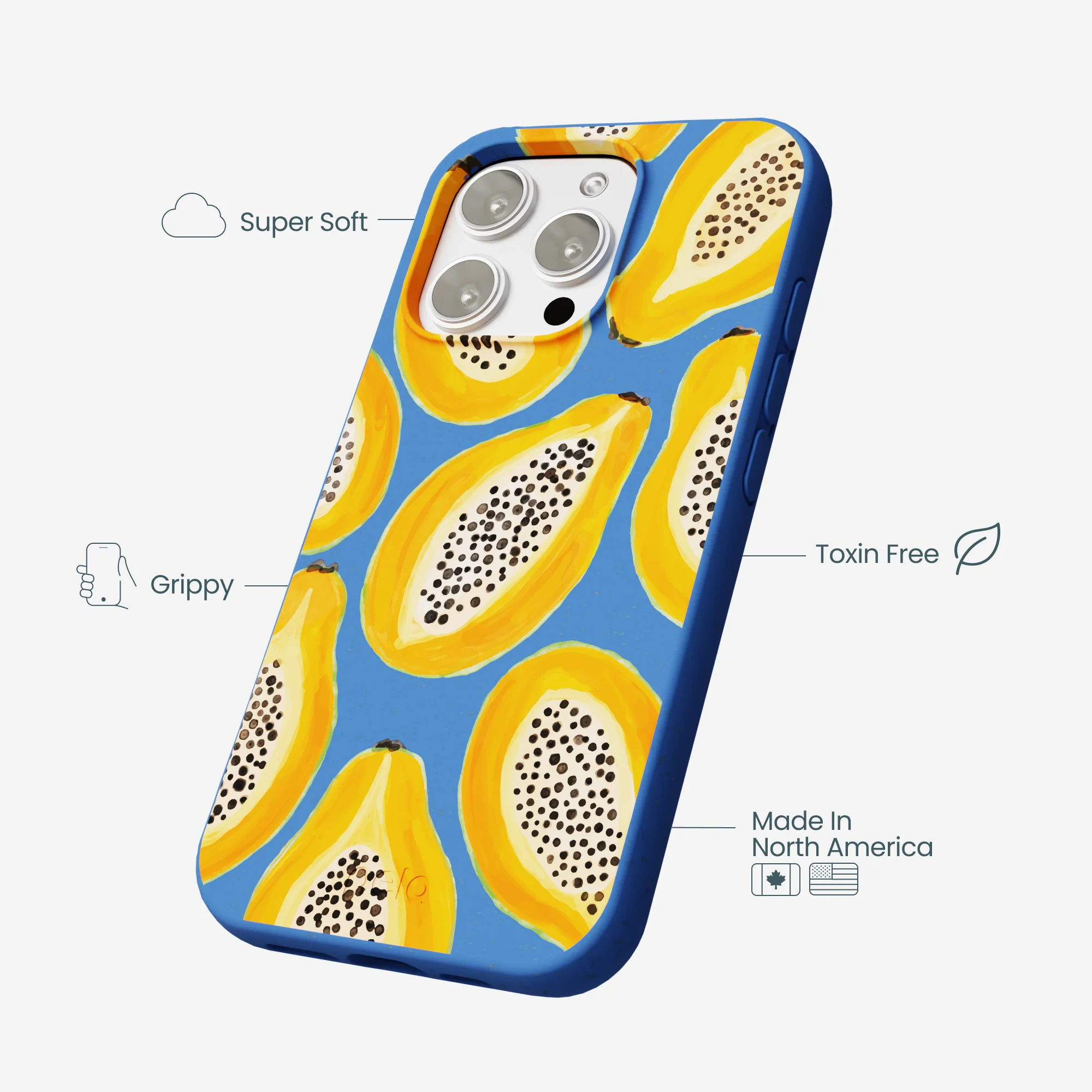 Electric Blue Juicy Papayas iPhone 16 Pro Max Case - Image 4