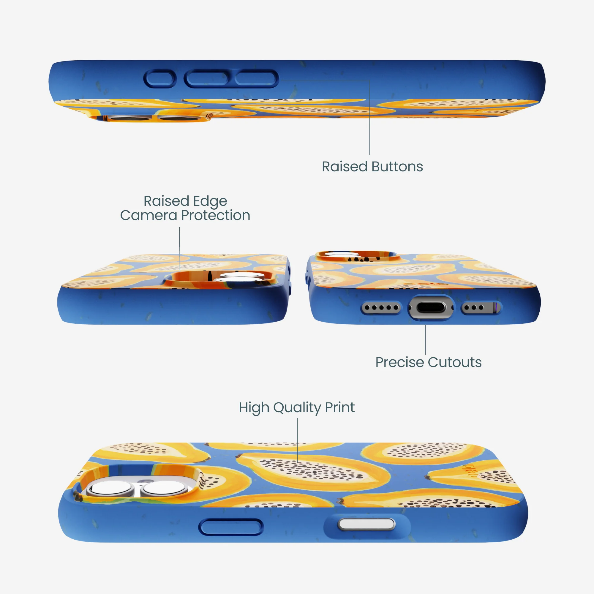 Electric Blue Juicy Papayas iPhone 17 Case - Image 3