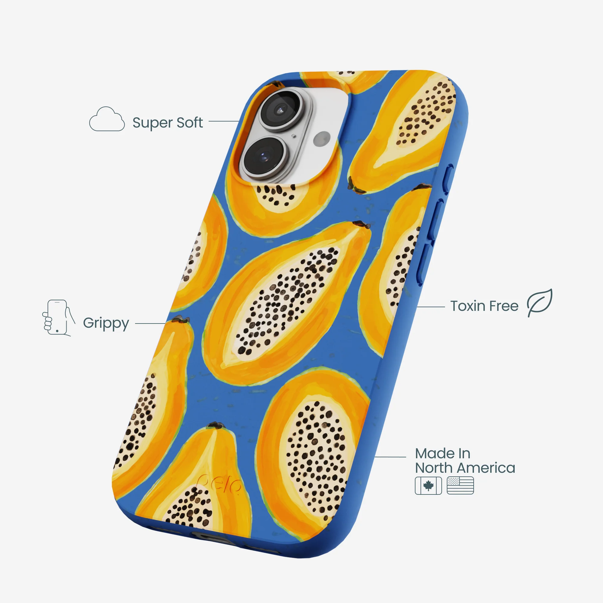 Electric Blue Juicy Papayas iPhone 17 Case - Image 4