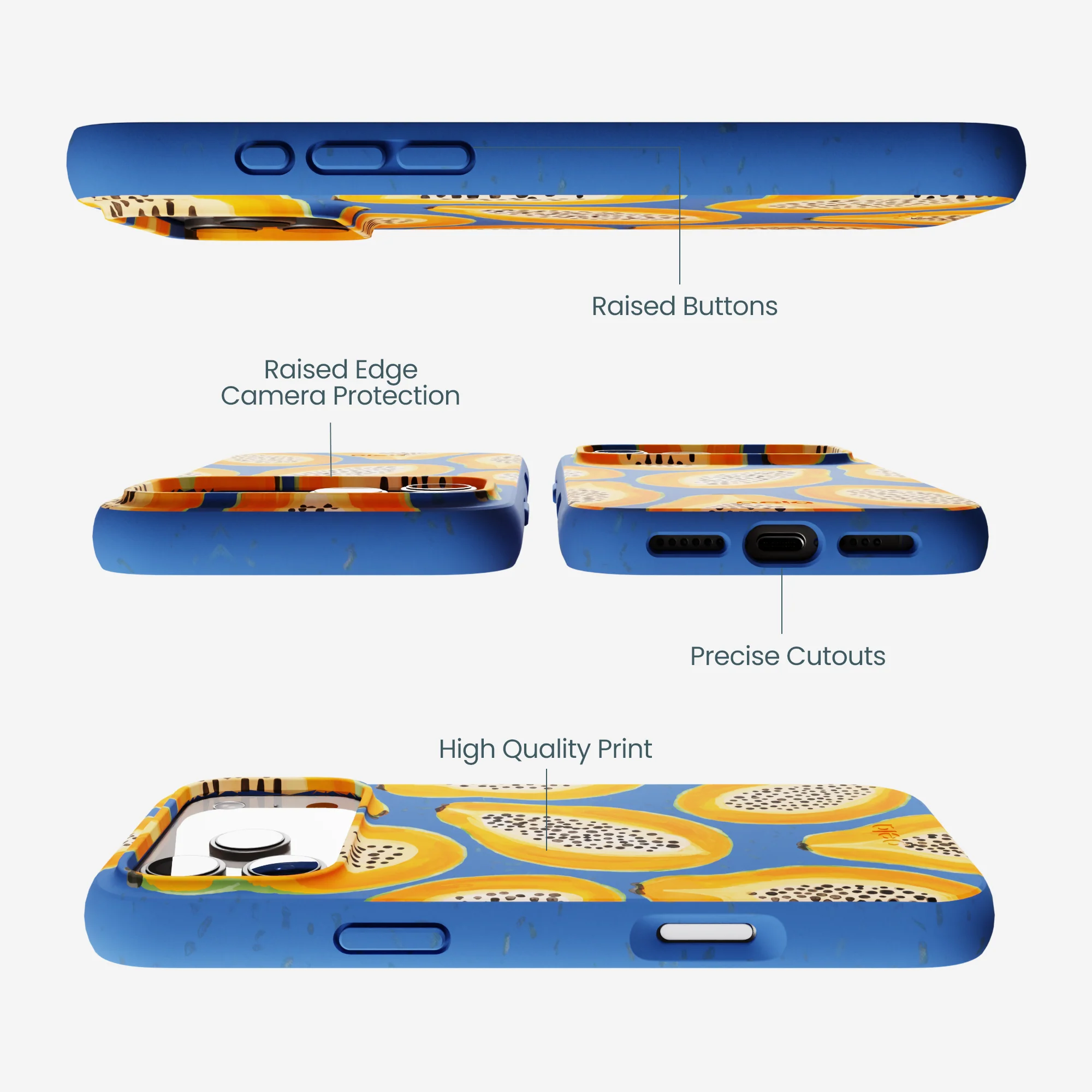 Electric Blue Juicy Papayas iPhone 17 Pro Max Case - Image 3