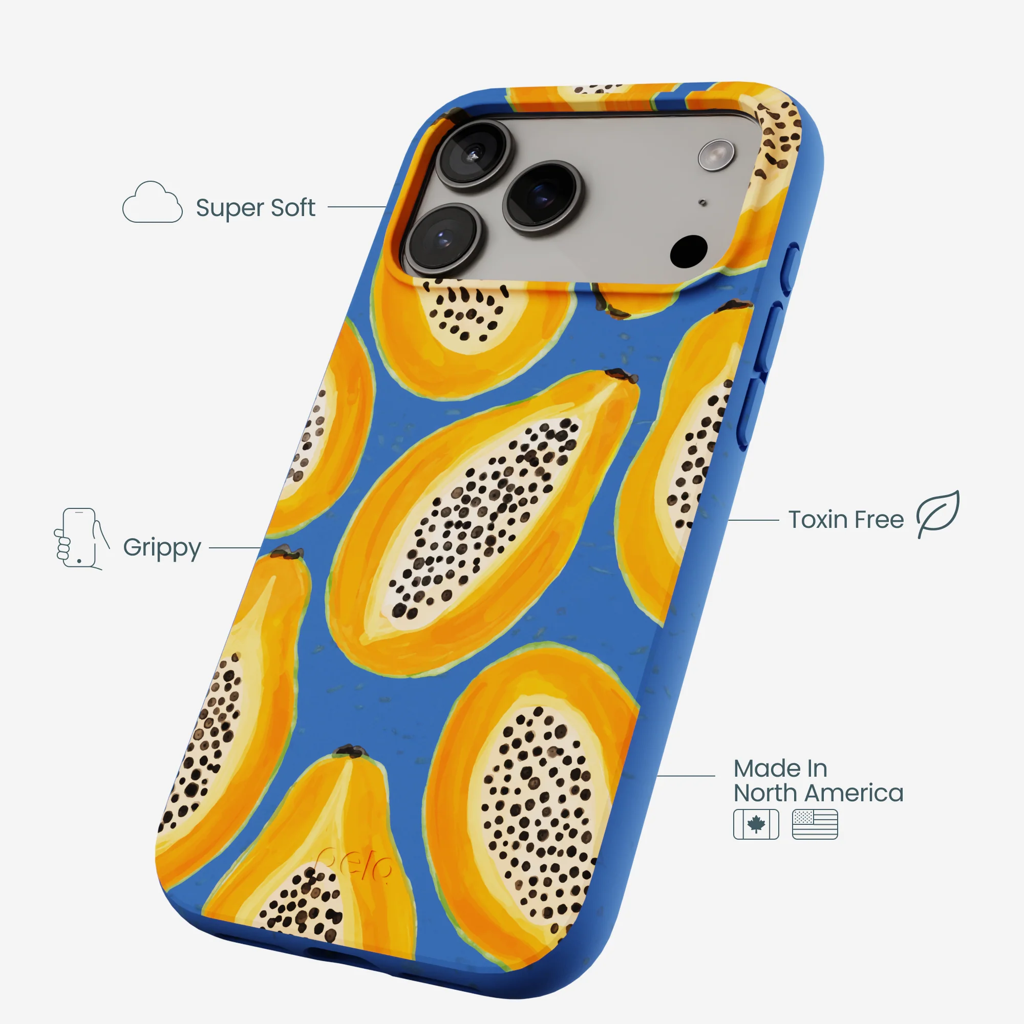 Electric Blue Juicy Papayas iPhone 17 Pro Max Case - Image 4