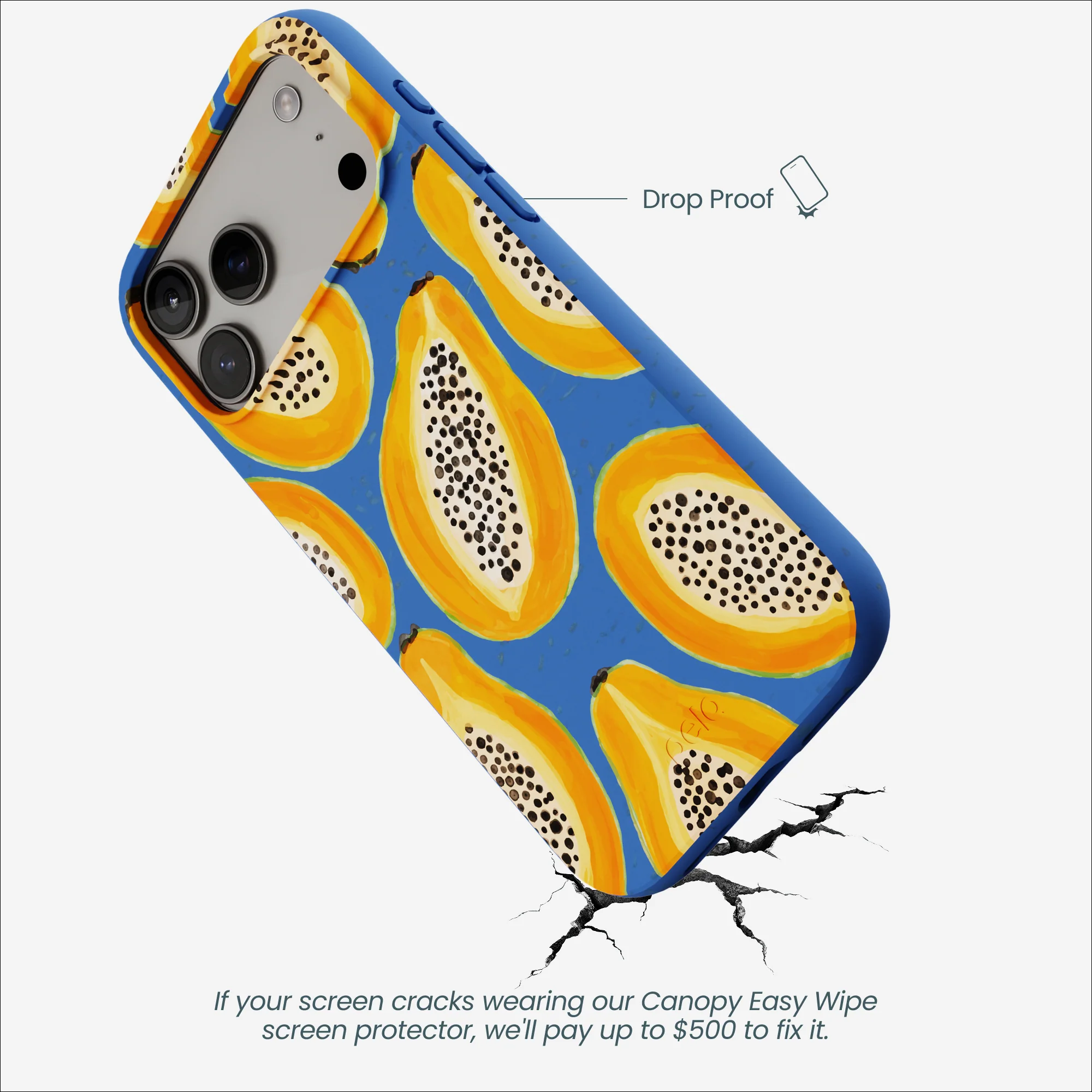 Electric Blue Juicy Papayas iPhone 17 Pro Max Case - Image 5