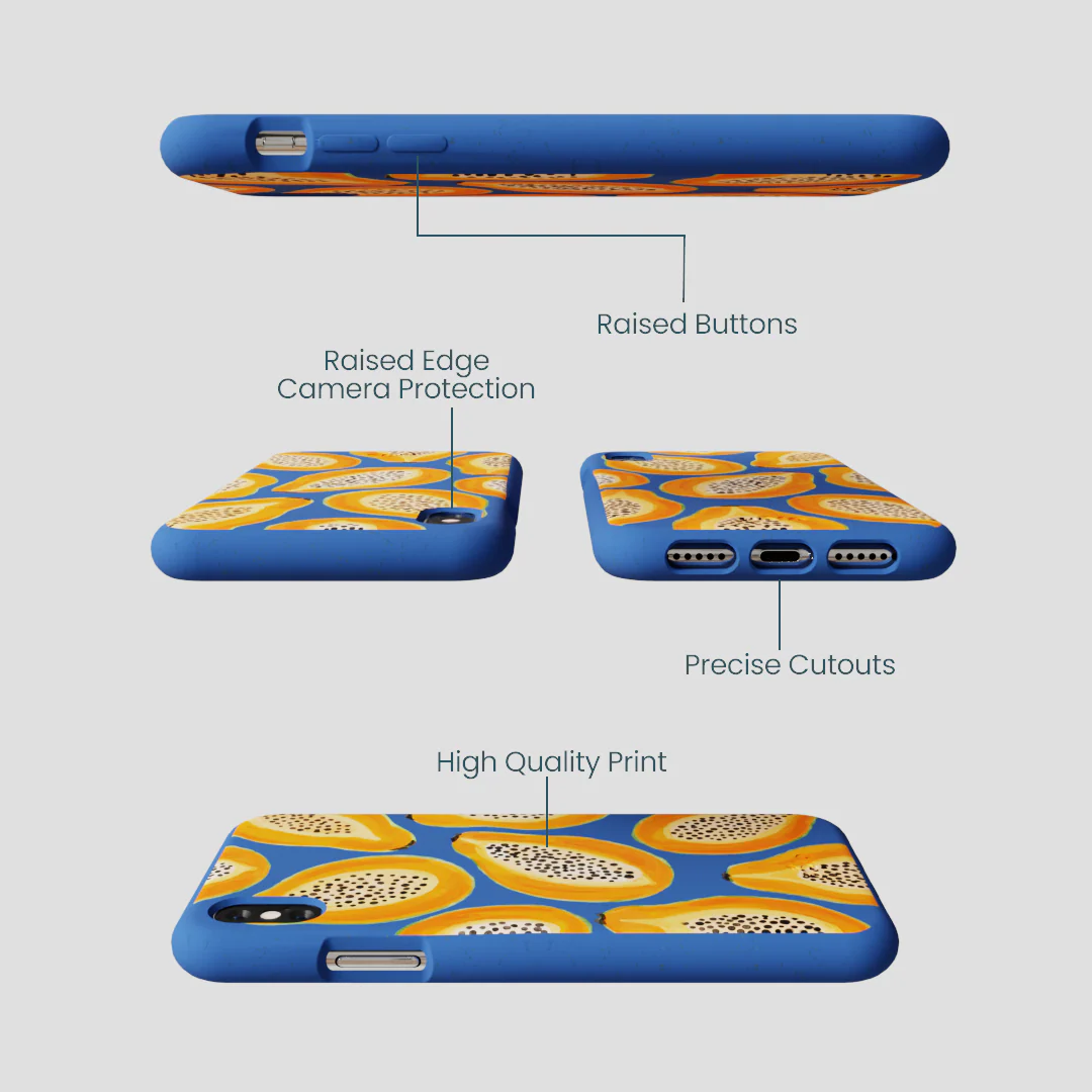 Electric Blue Juicy Papayas iPhone XR Case - Image 3