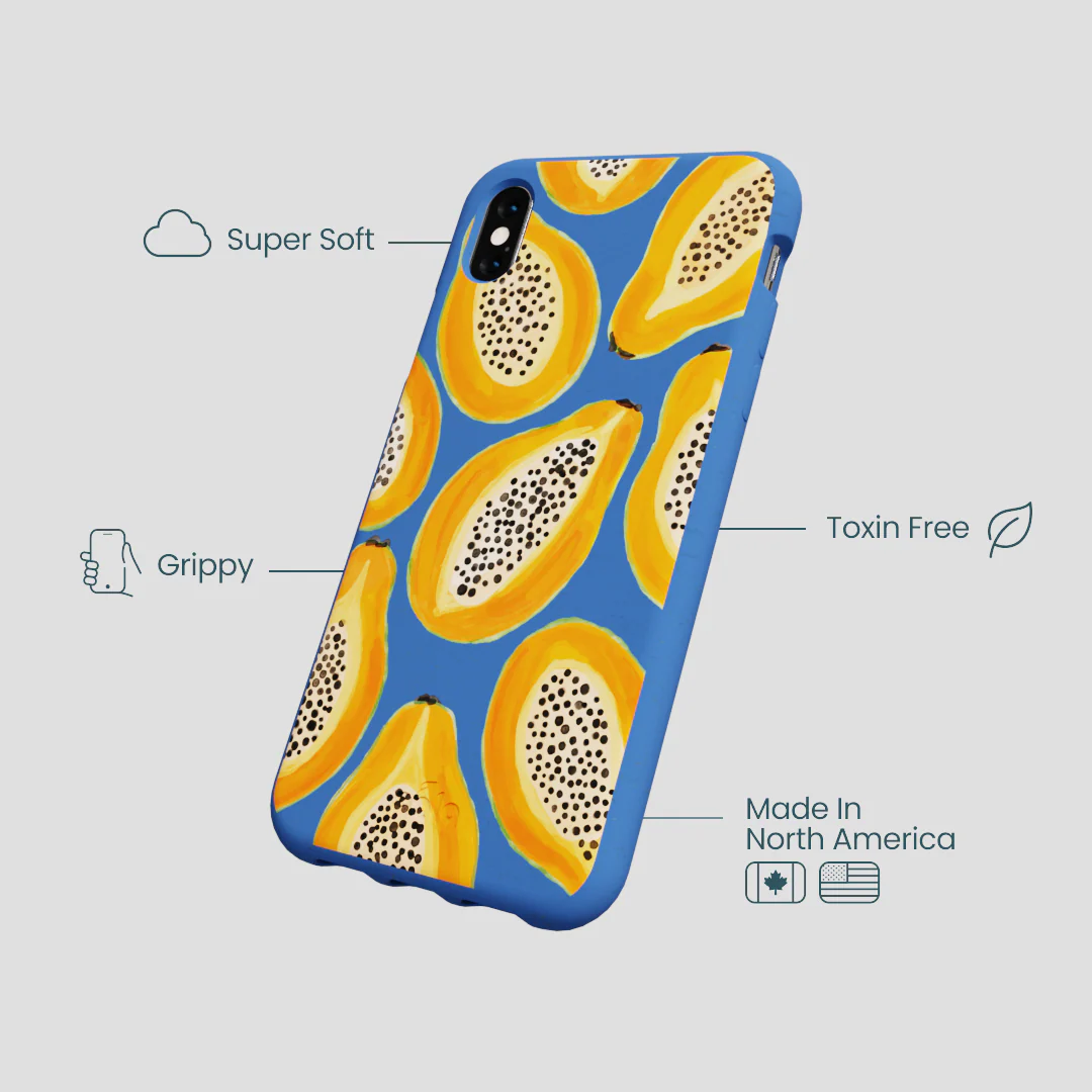 Electric Blue Juicy Papayas iPhone XR Case - Image 4