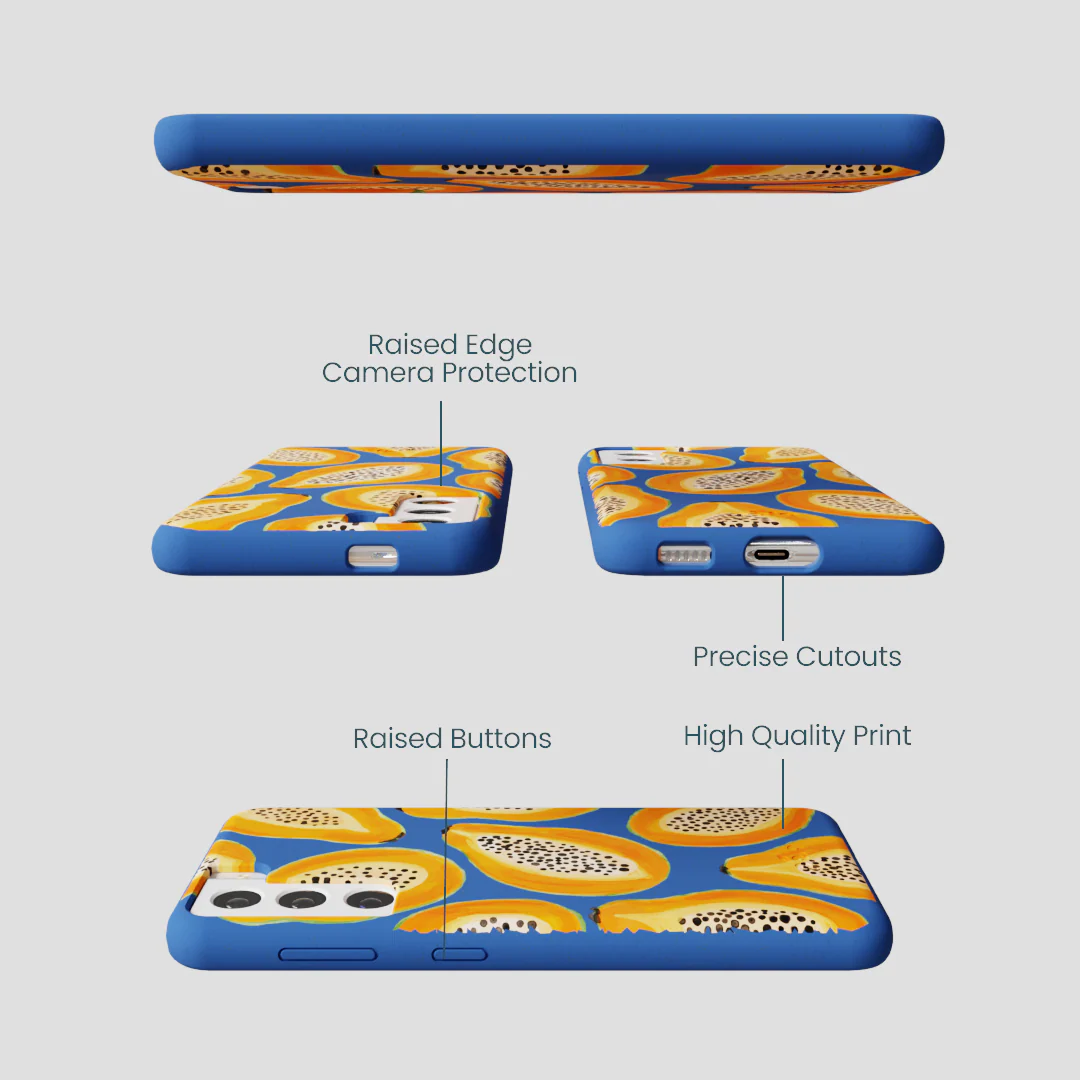 Electric Blue Juicy Papayas Samsung Galaxy S21 Case - Image 3