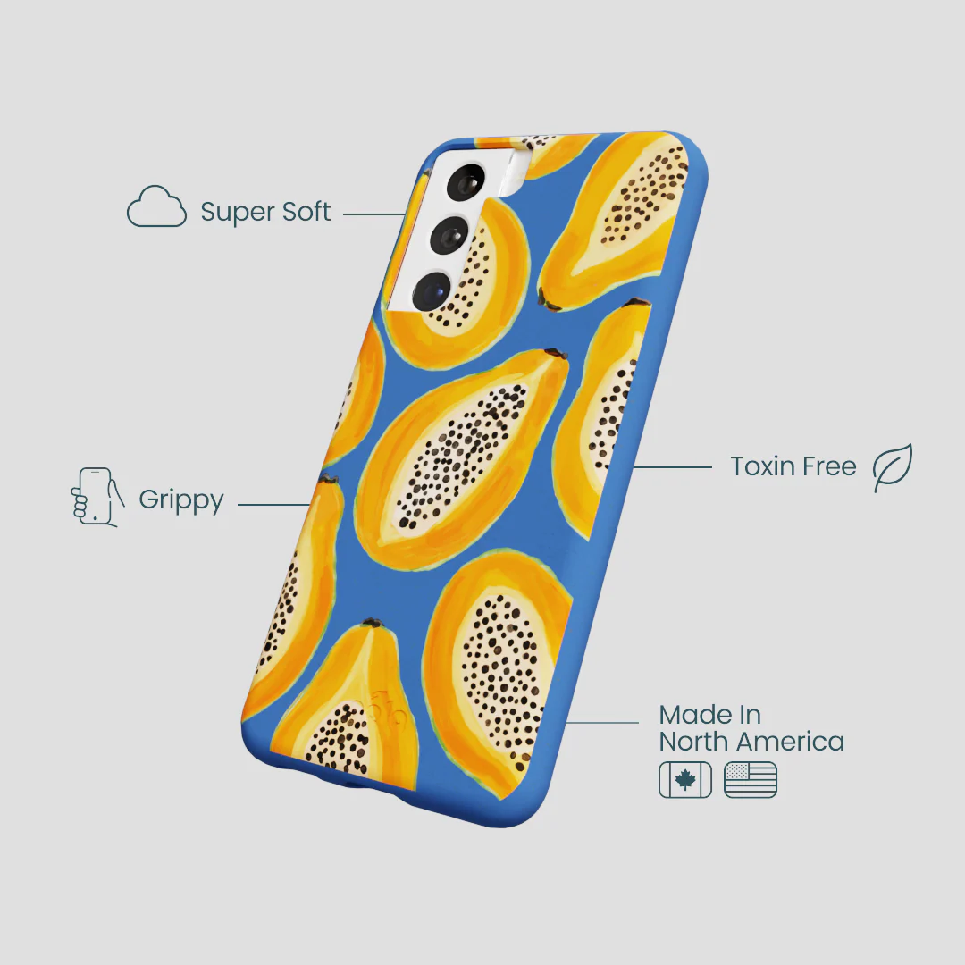 Electric Blue Juicy Papayas Samsung Galaxy S21 Case - Image 4