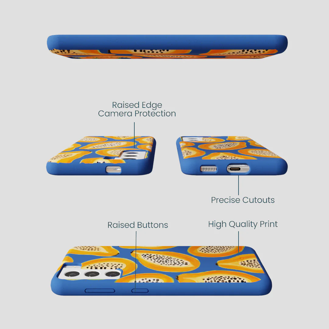 Electric Blue Juicy Papayas Samsung Galaxy S22 Case - Image 3