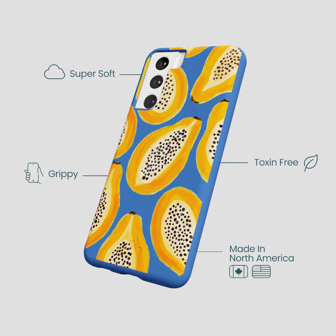 Electric Blue Juicy Papayas Samsung Galaxy S22 Case - Image 4