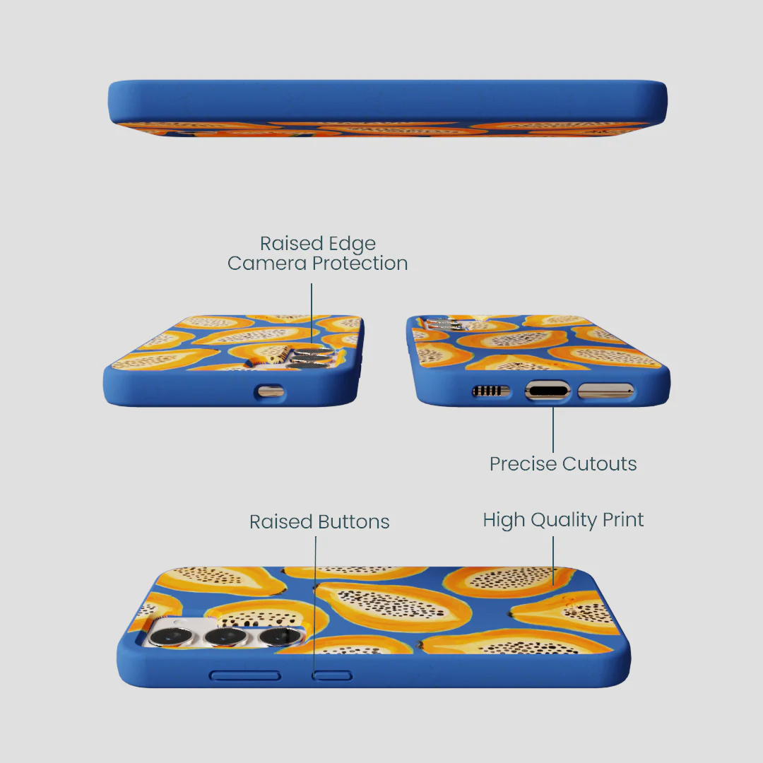 Electric Blue Juicy Papayas Samsung Galaxy S23 Case - Image 3