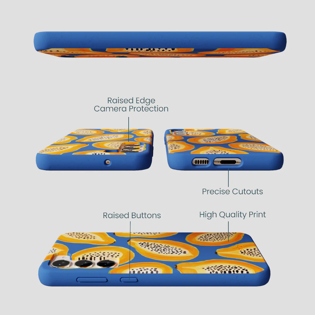 Electric Blue Juicy Papayas Samsung Galaxy S23+(Plus) Case - Image 3