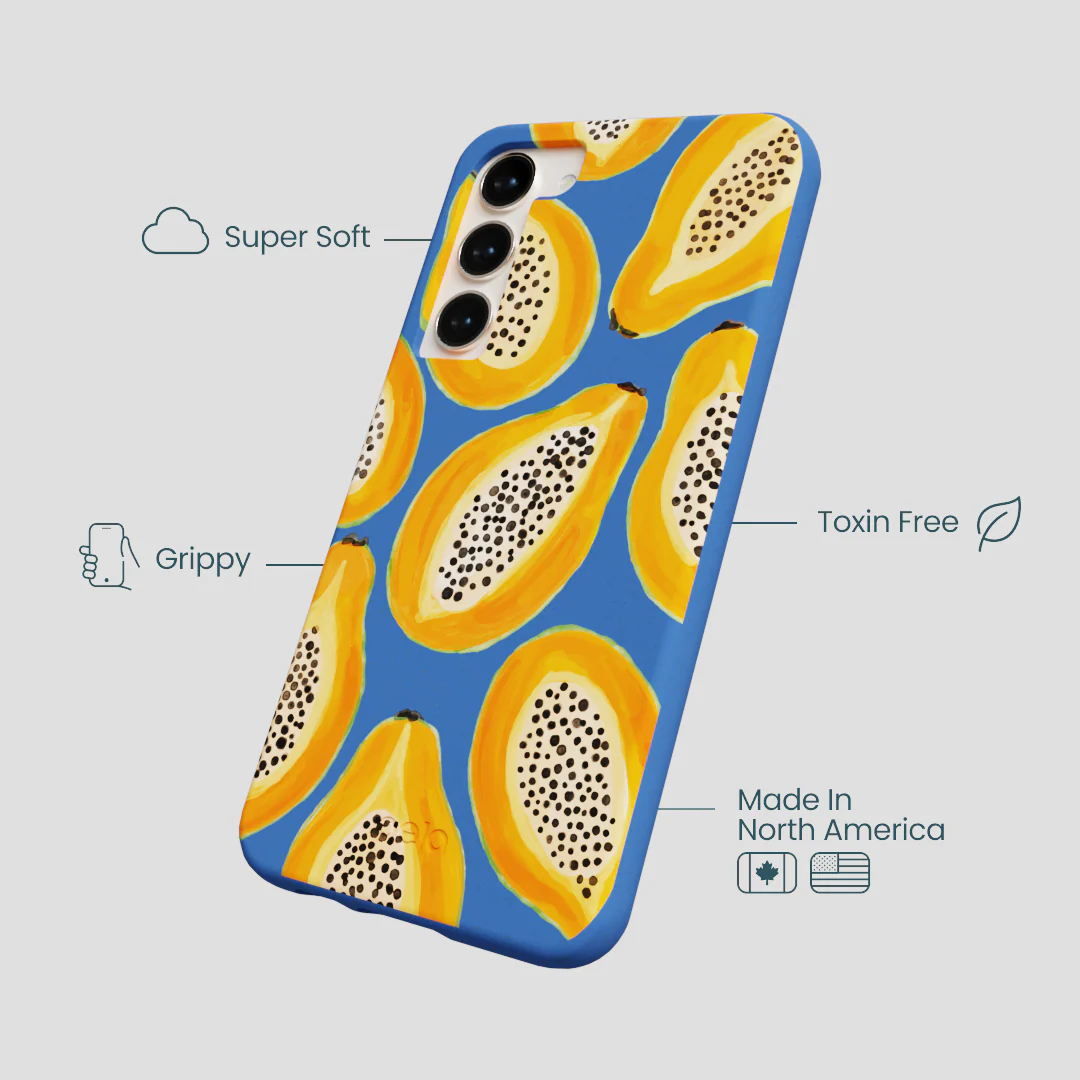 Electric Blue Juicy Papayas Samsung Galaxy S23+(Plus) Case - Image 4