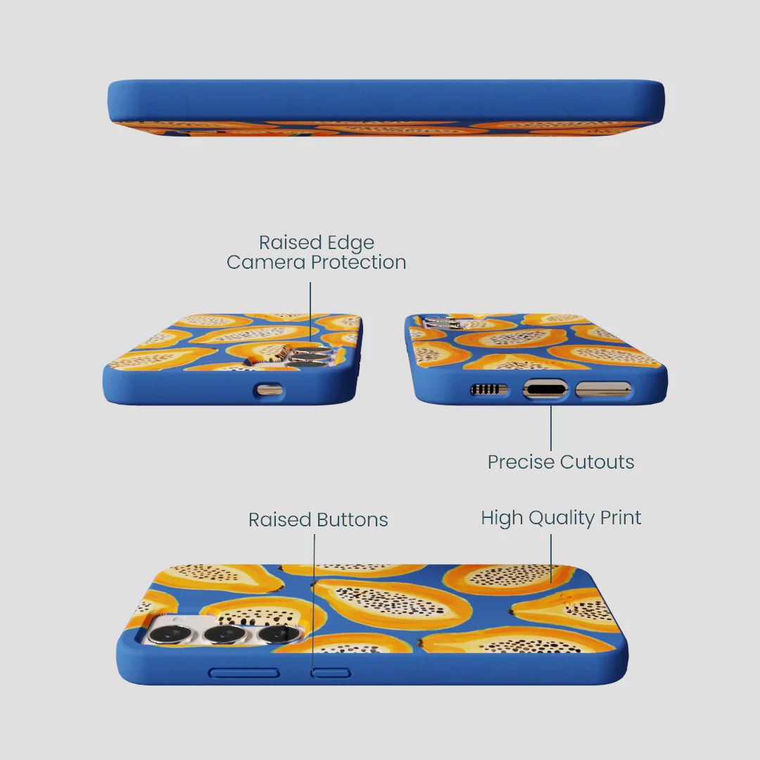 Electric Blue Juicy Papayas Samsung Galaxy S24 Case - Image 3