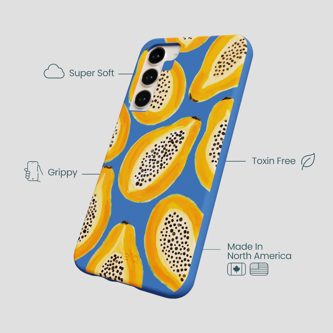 Electric Blue Juicy Papayas Samsung Galaxy S24+(Plus) Case - Image 4