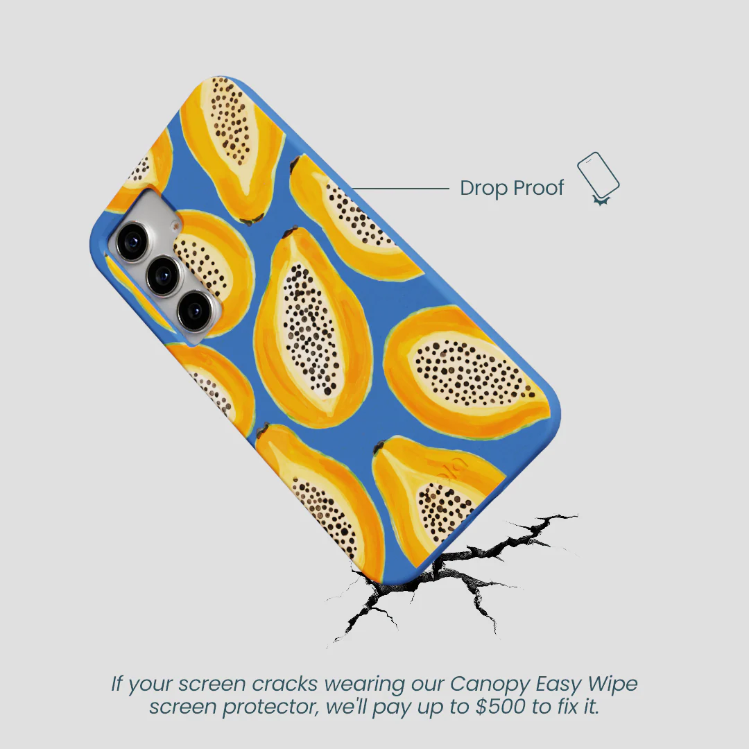 Electric Blue Juicy Papayas Samsung Galaxy S25 Case - Image 5