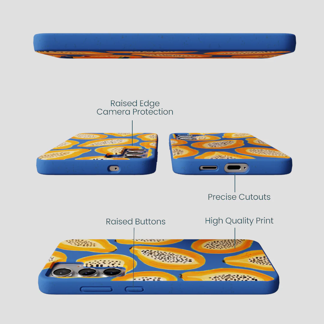 Electric Blue Juicy Papayas Samsung Galaxy S25+(Plus) Case - Image 3