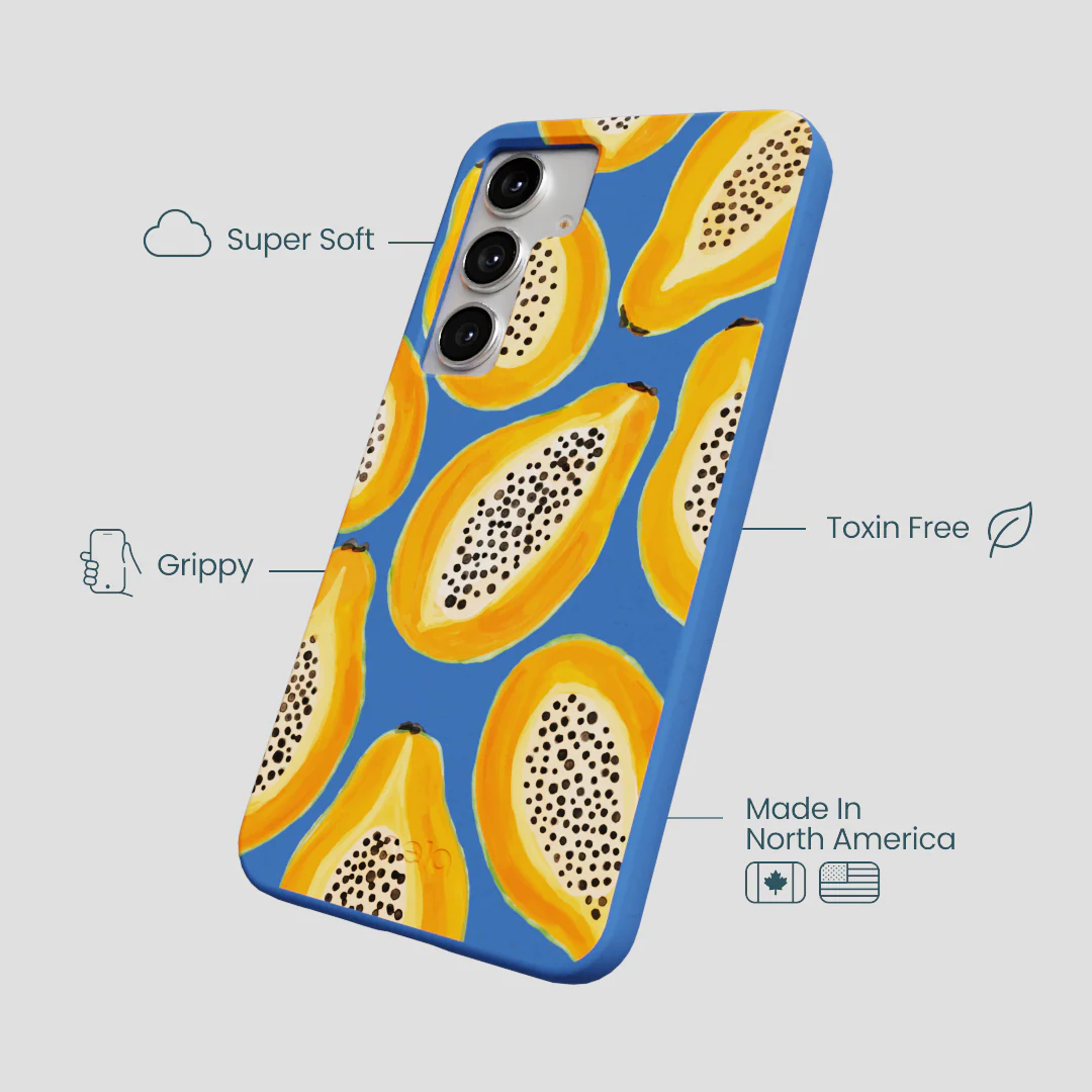 Electric Blue Juicy Papayas Samsung Galaxy S25+(Plus) Case - Image 4