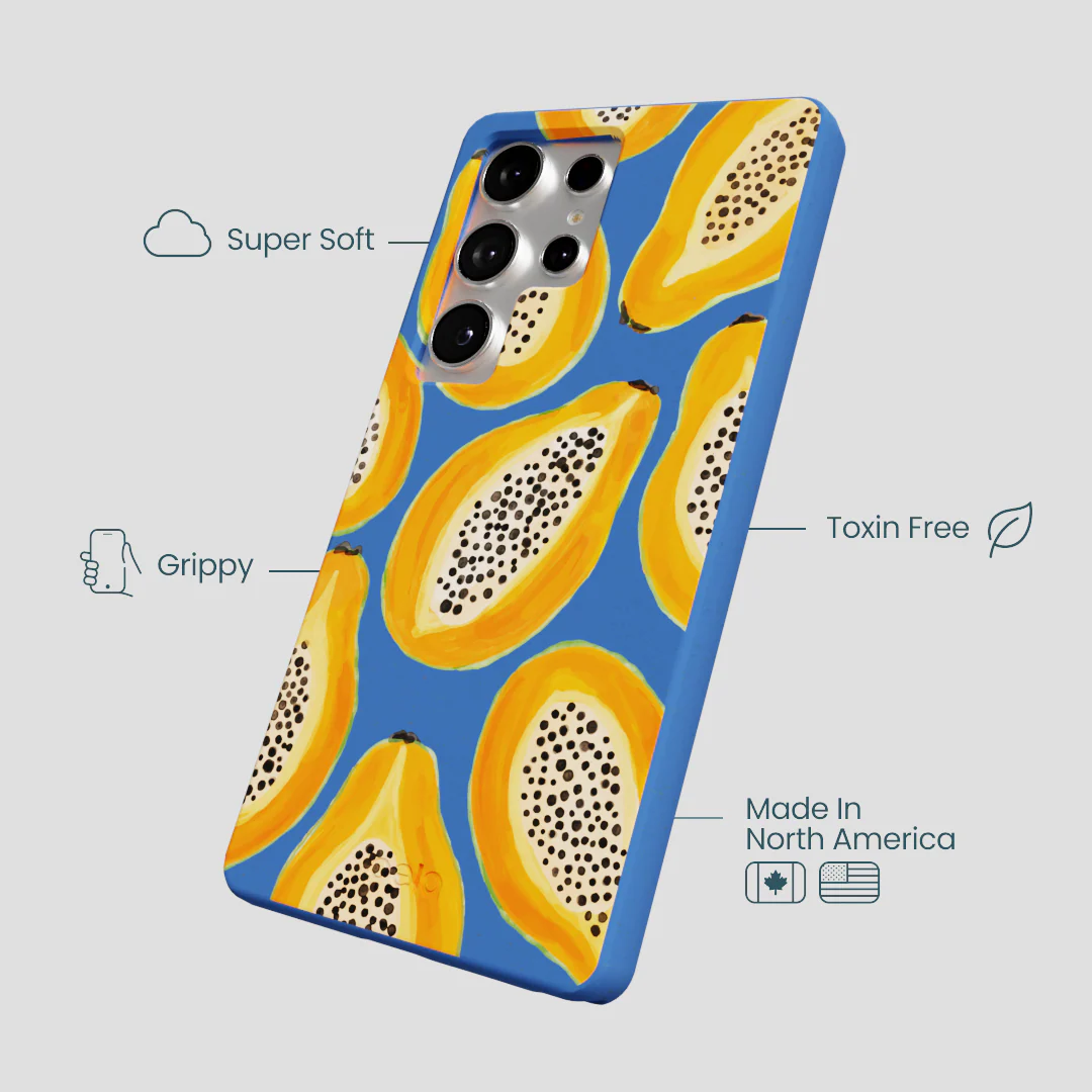 Electric Blue Juicy Papayas Samsung Galaxy S25 Ultra Case - Image 4
