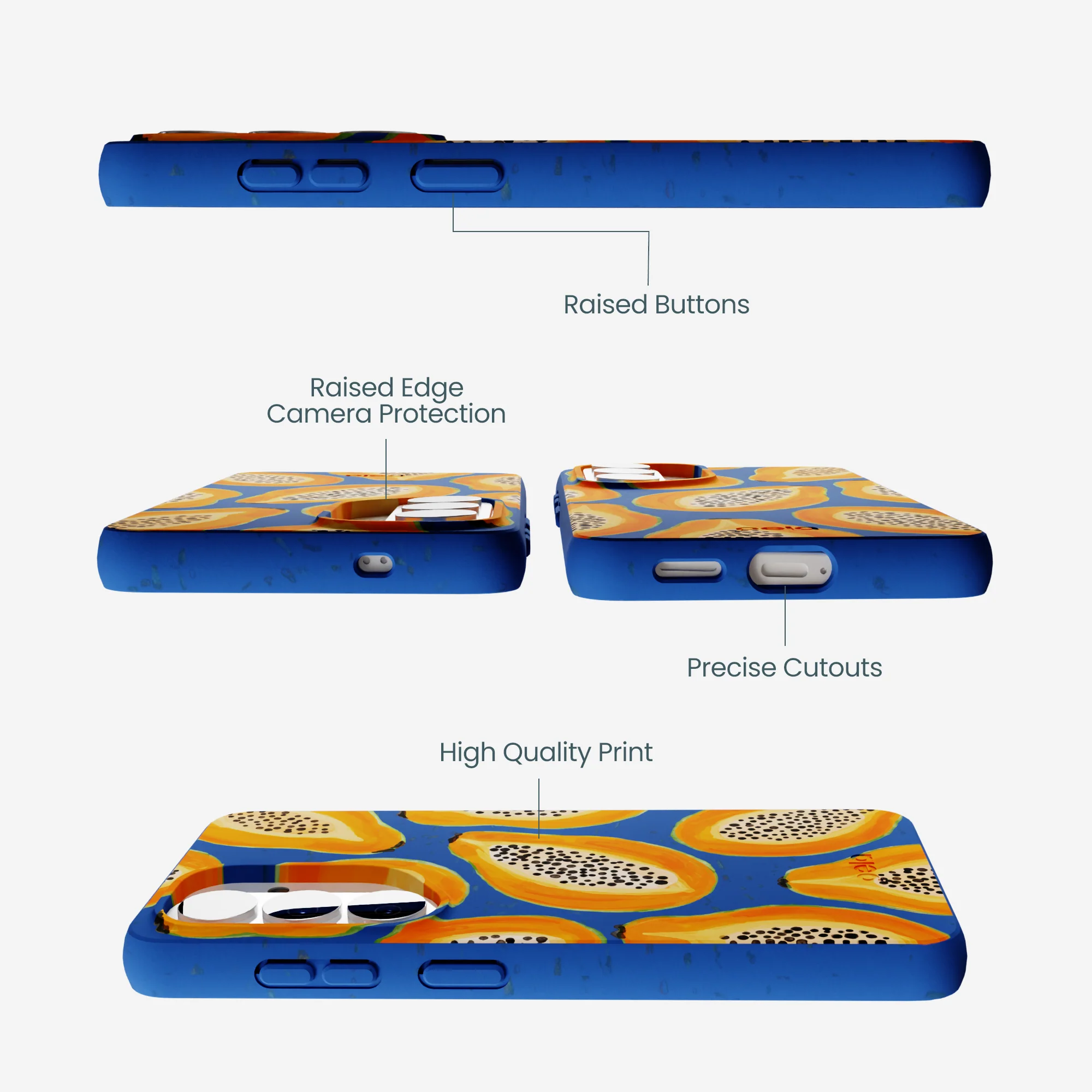 Electric Blue Juicy Papayas Samsung Galaxy S26 Case - Image 3