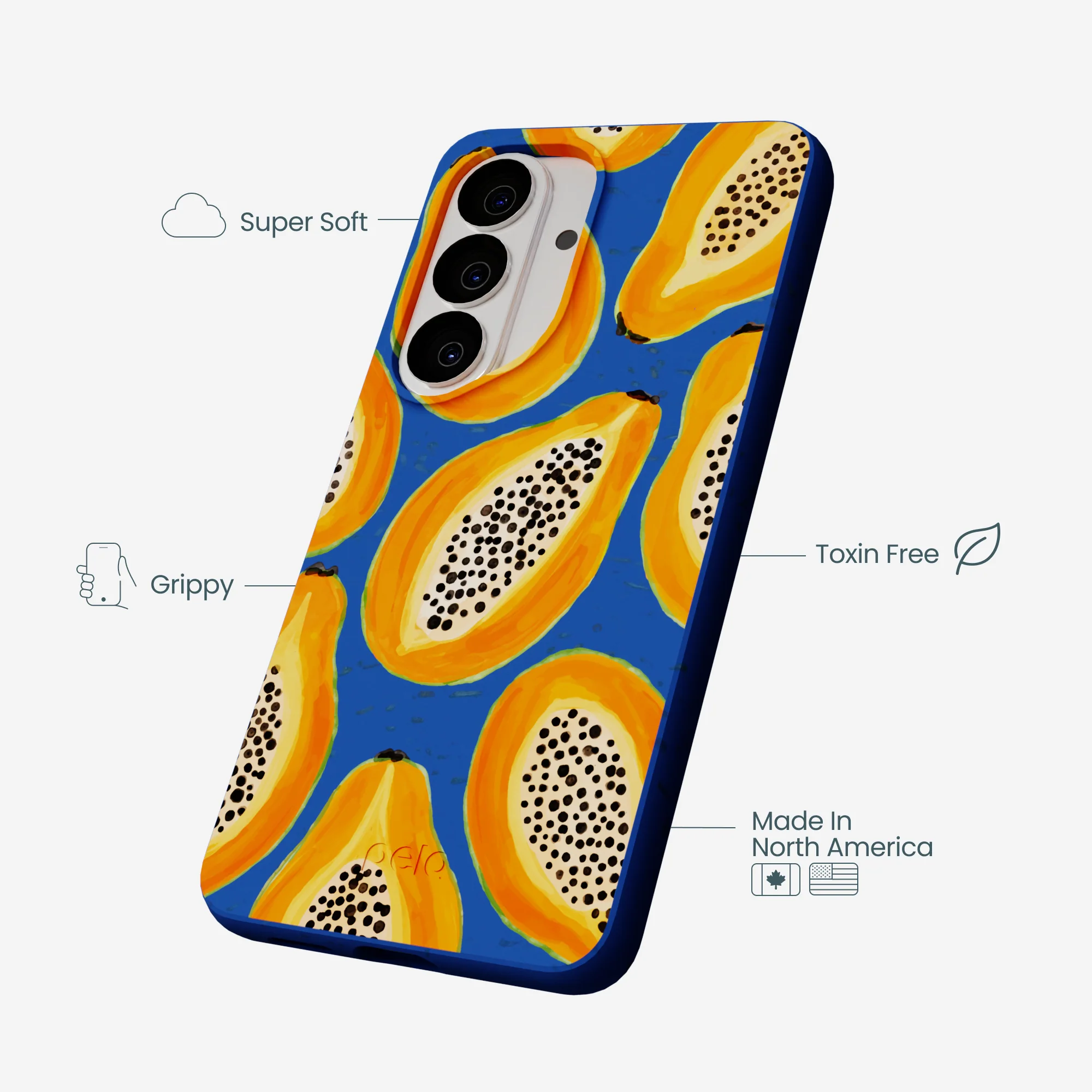 Electric Blue Juicy Papayas Samsung Galaxy S26 Case - Image 4