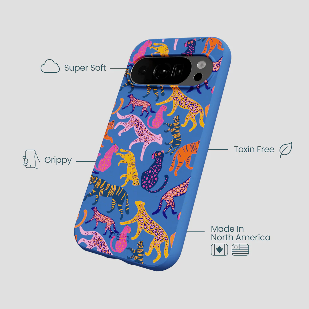 Electric Blue Jungle Cat Google Pixel 10/10 Pro Case - Image 4