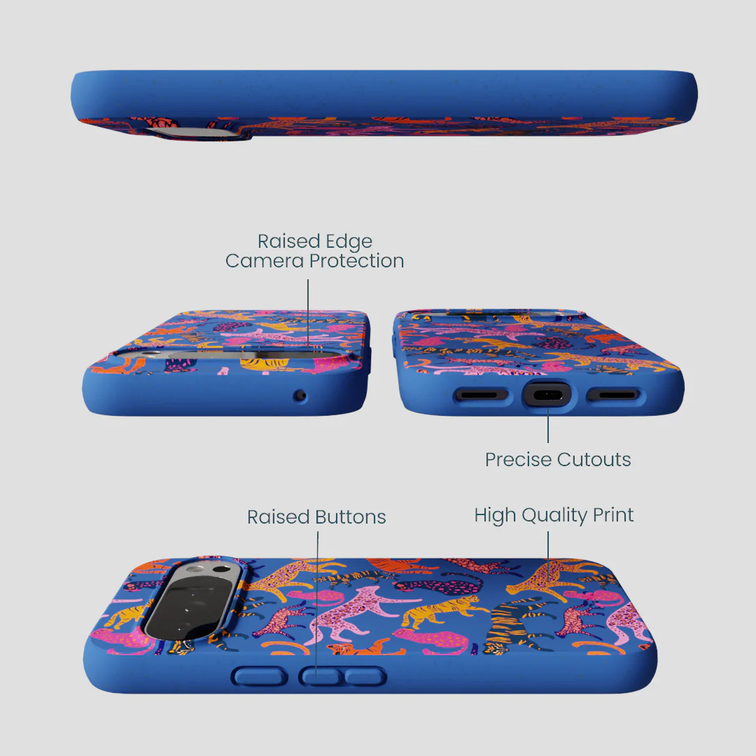 Electric Blue Jungle Cat Google Pixel 10 Pro XL Case - Image 3