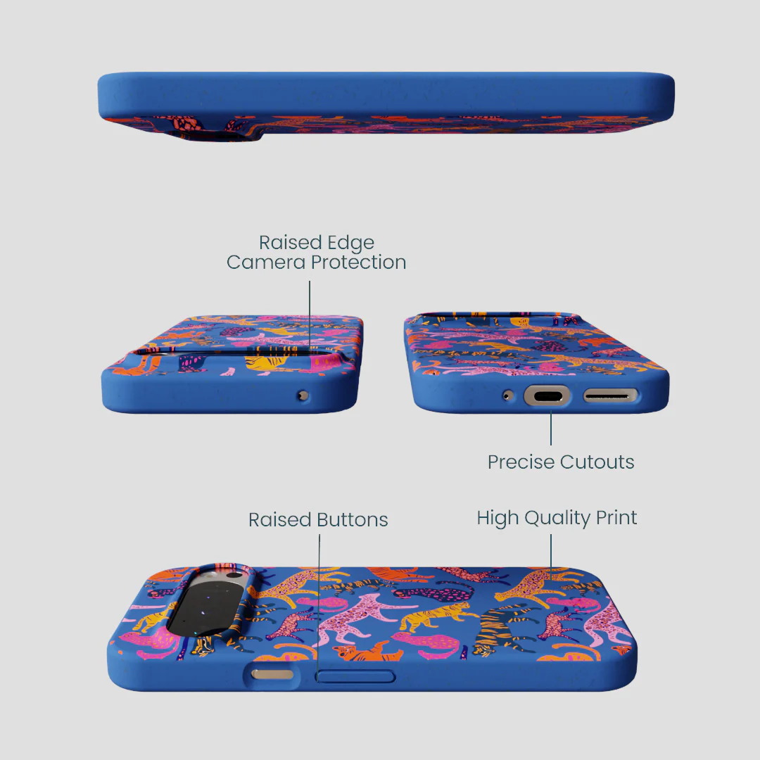 Electric Blue Jungle Cat Google Pixel 9/9 Pro Case - Image 3