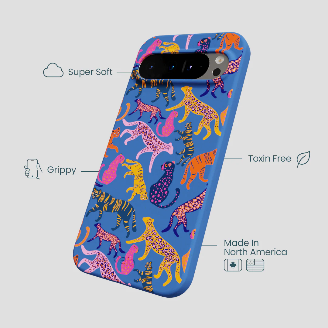 Electric Blue Jungle Cat Google Pixel 9 Pro XL Case - Image 4