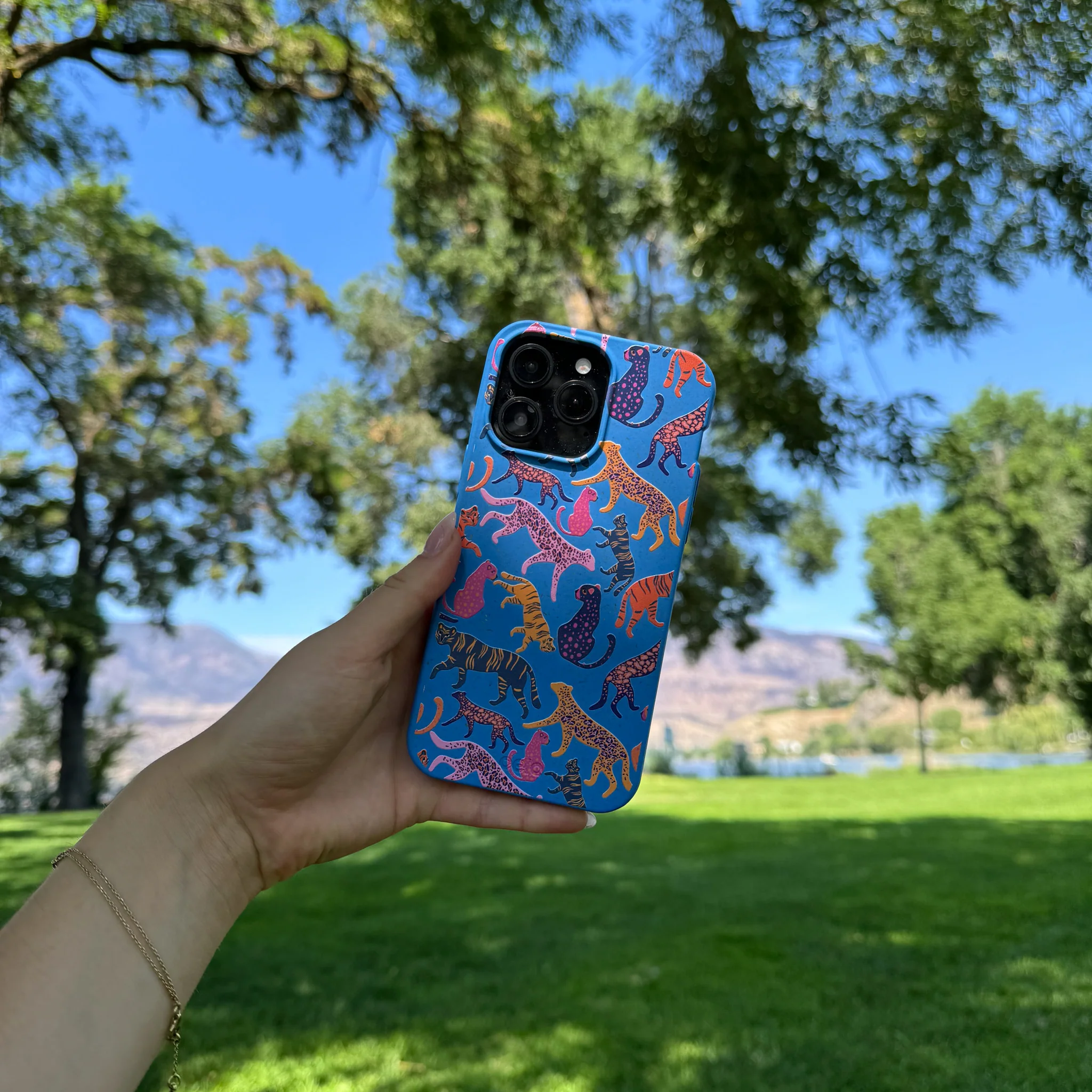 Electric Blue Jungle Cat Google Pixel 9a Case - Image 2