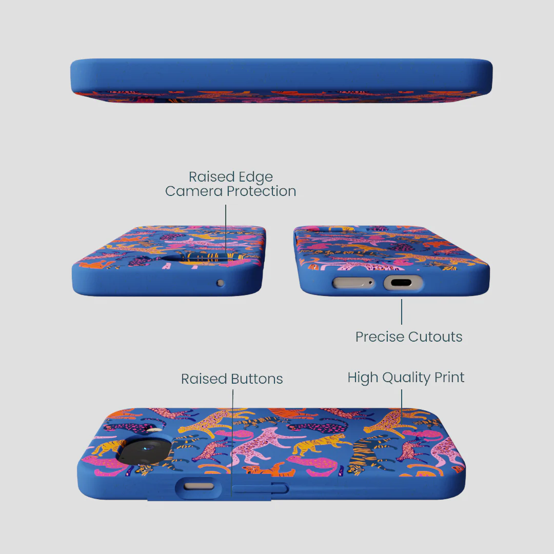 Electric Blue Jungle Cat Google Pixel 9a Case - Image 3