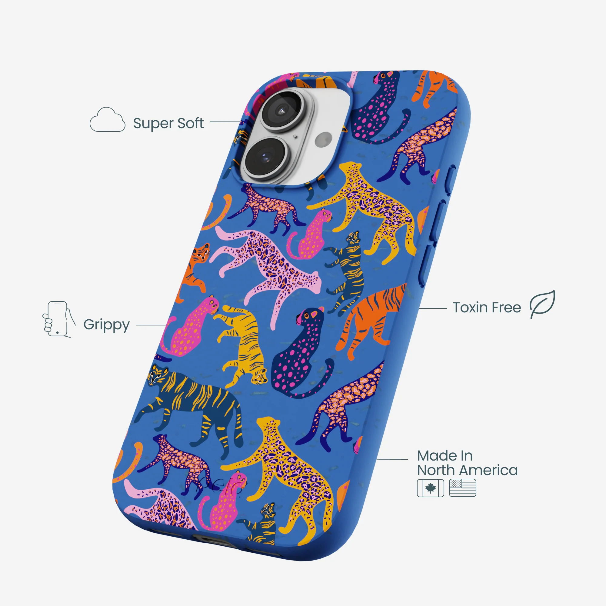 Electric Blue Jungle Cat iPhone 17 Case - Image 4