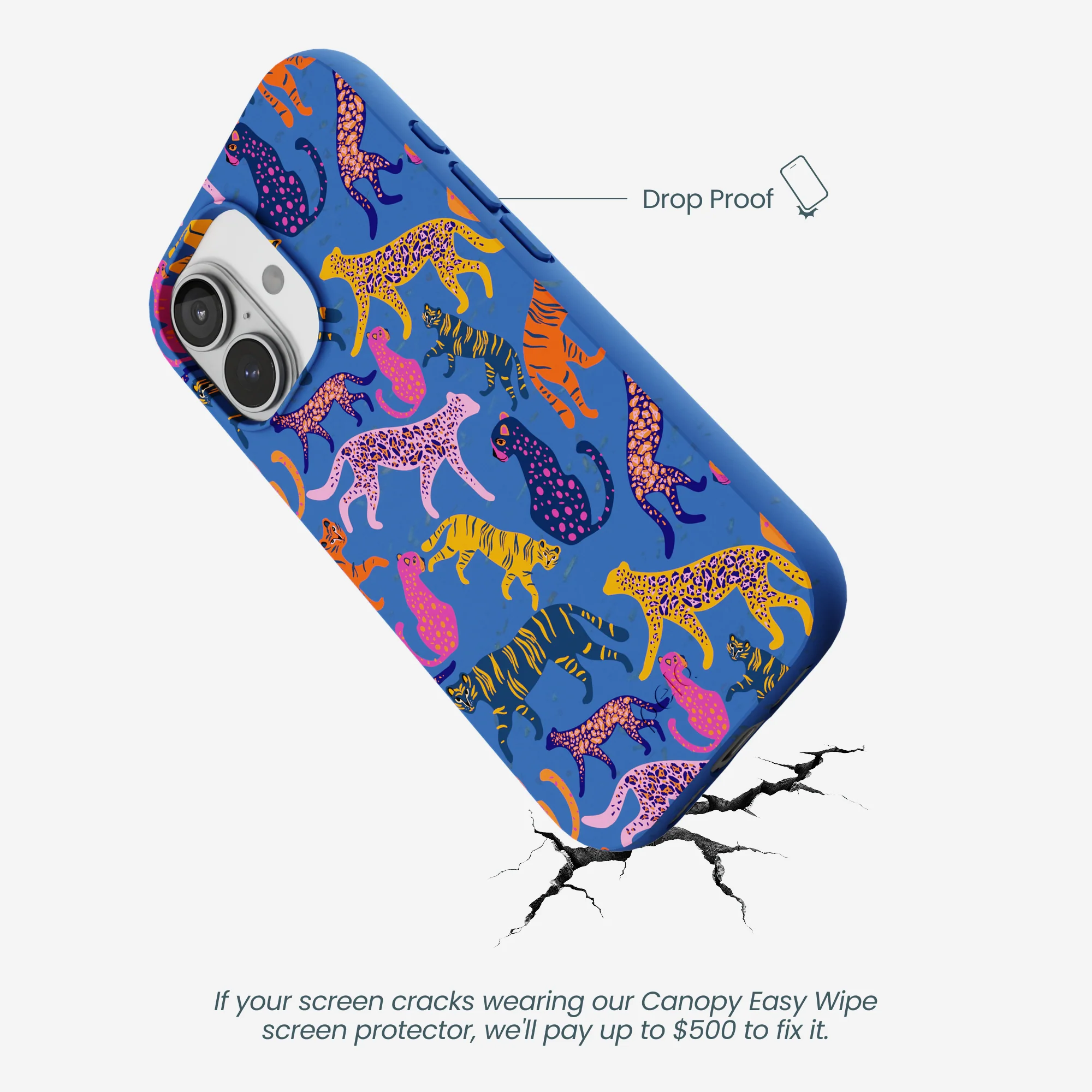 Electric Blue Jungle Cat iPhone 17 Case - Image 5