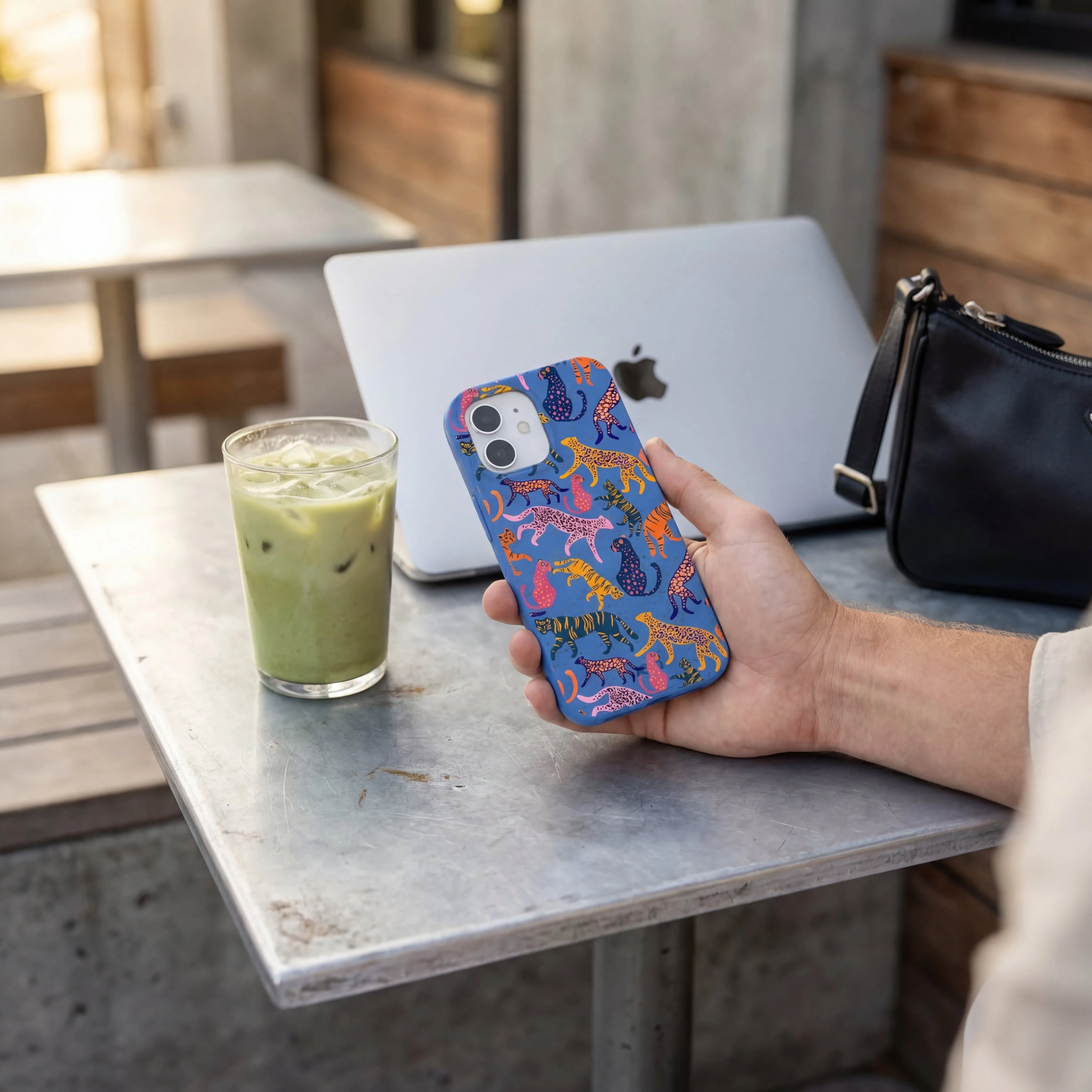 Electric Blue Jungle Cat iPhone Air Case - Image 2