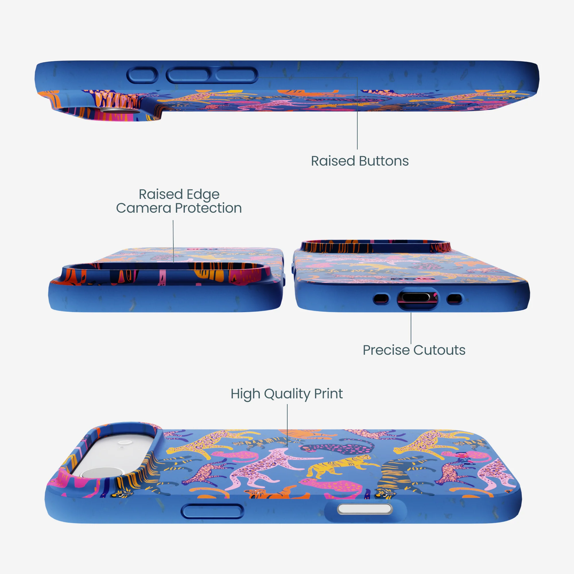 Electric Blue Jungle Cat iPhone Air Case - Image 3