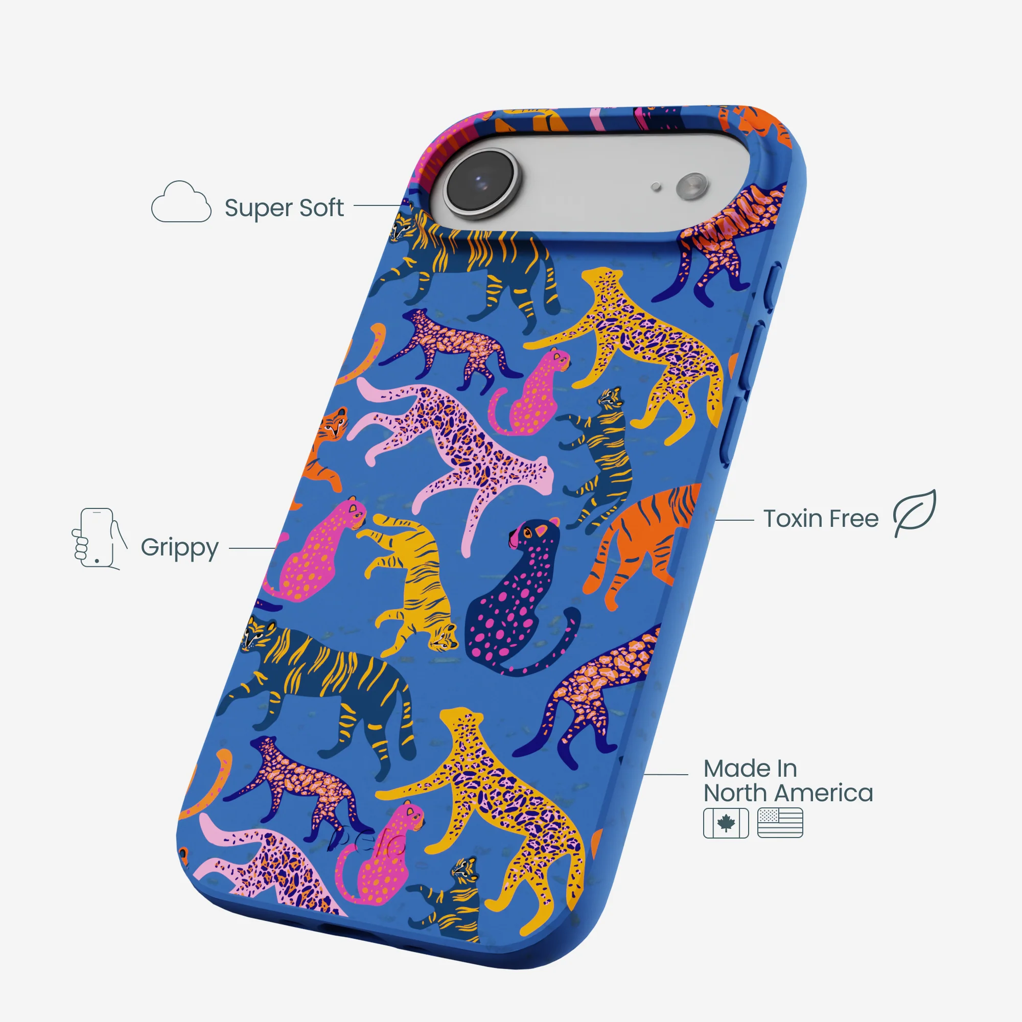 Electric Blue Jungle Cat iPhone Air Case - Image 4