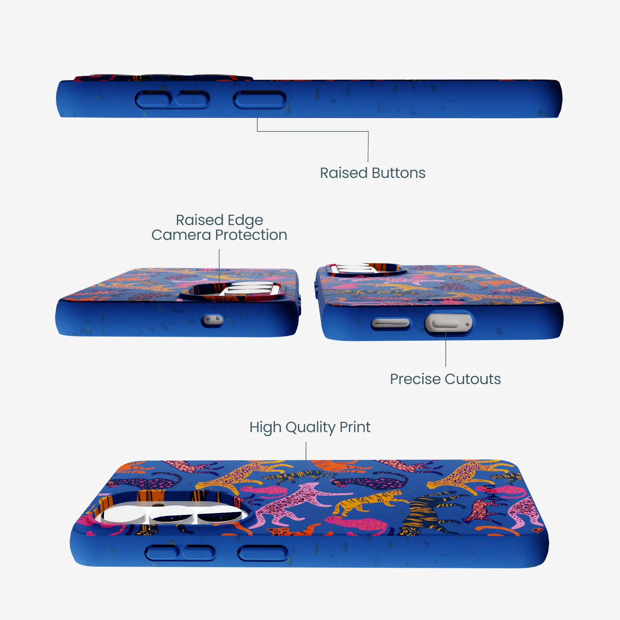 Electric Blue Jungle Cat Samsung Galaxy S26 Case - Image 3