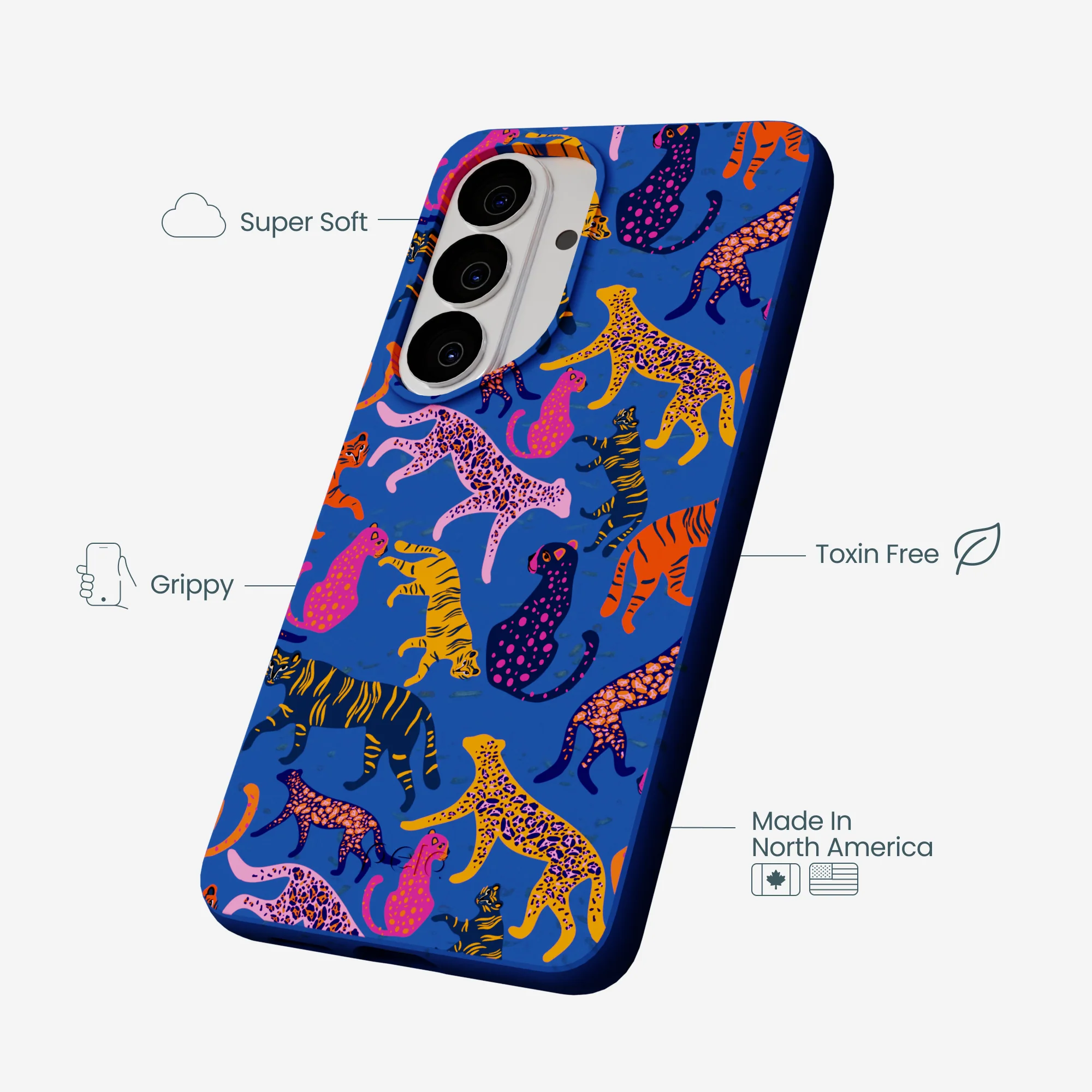 Electric Blue Jungle Cat Samsung Galaxy S26 Case - Image 4