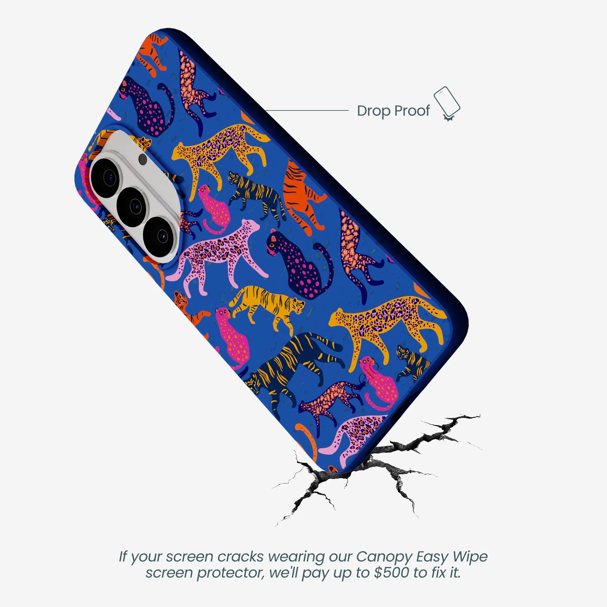 Electric Blue Jungle Cat Samsung Galaxy S26 Case - Image 5