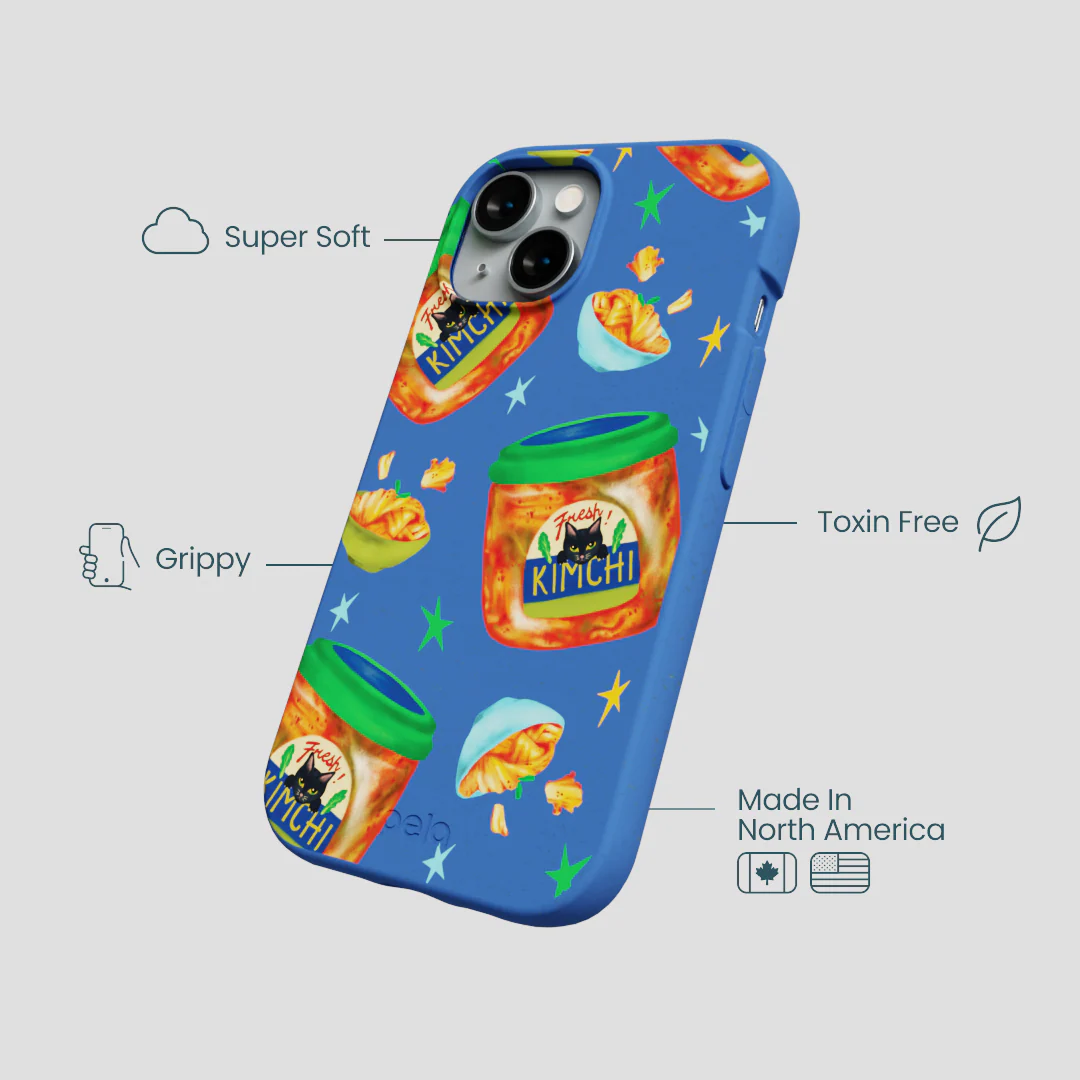 Electric Blue Kimchi Club iPhone 15 Case - Image 4